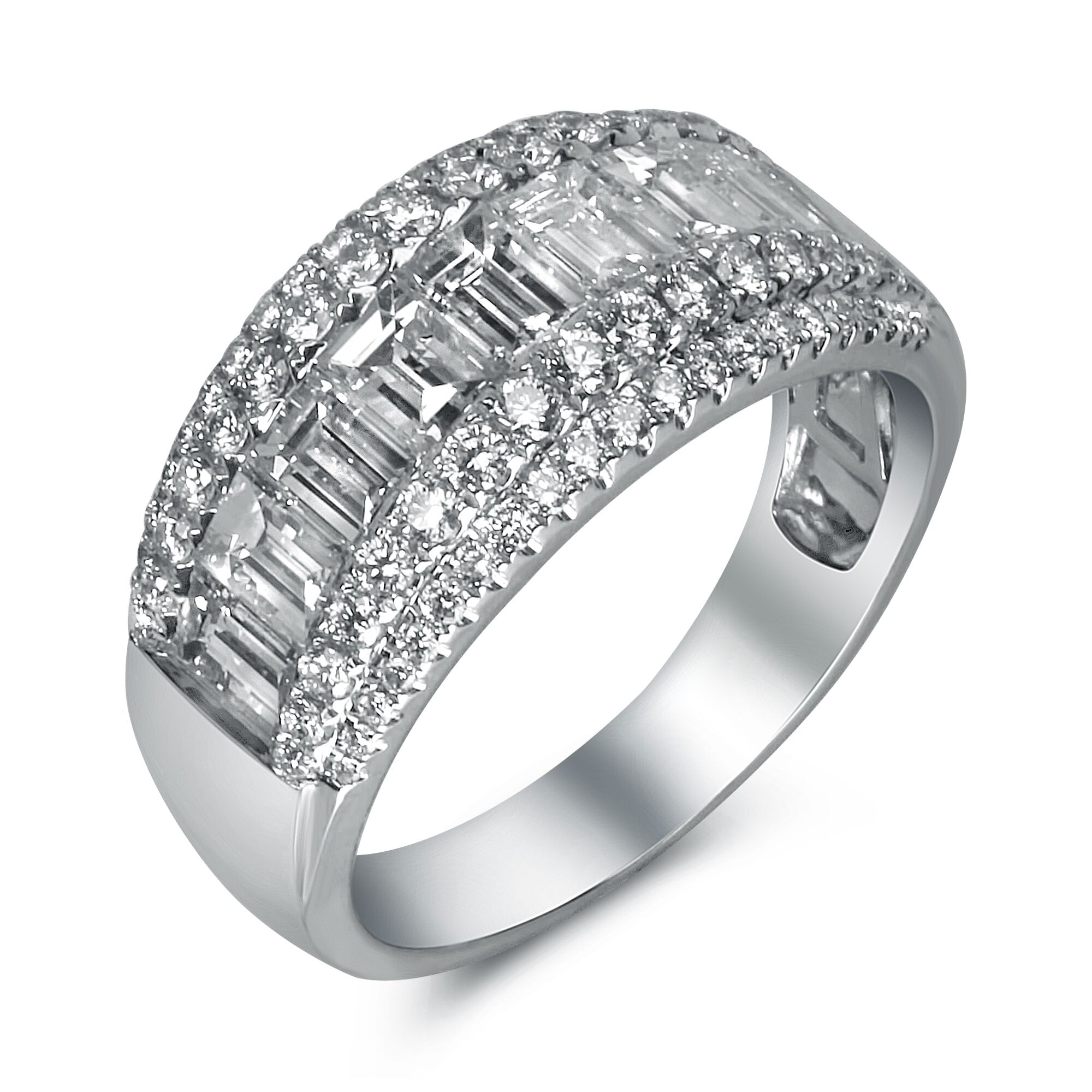 Emerald Diamonds Surrounded by Pave Diamonds Band