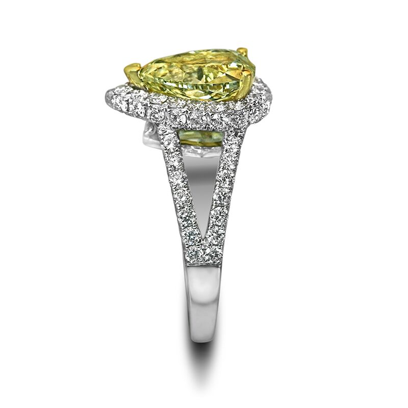 Light Yellow Pear Halo with Split Shank - Image 3