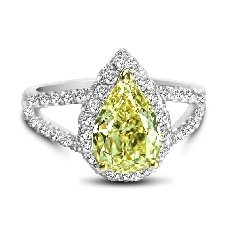 Light Yellow Pear Halo with Split Shank - Image 2