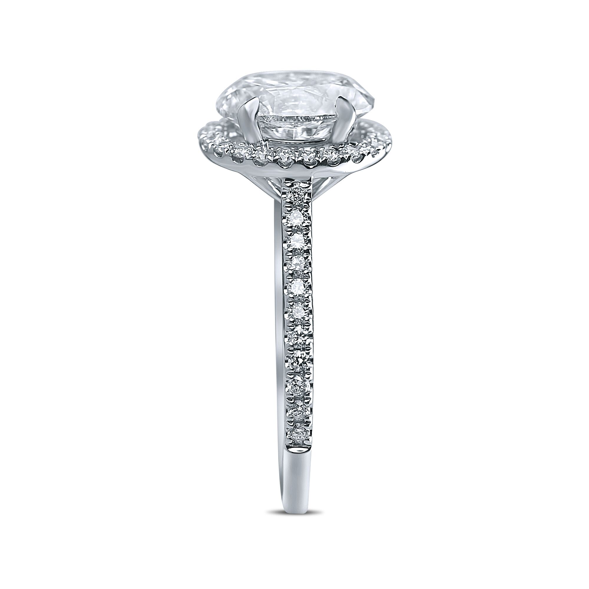 1 1/3cttw Oval Halo with Thin Diamond Band - Image 3