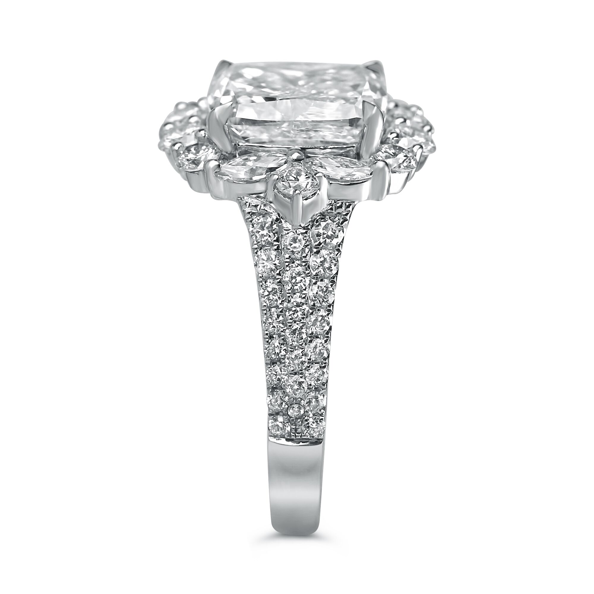 Cushion Halo with 3 Row Diamond Shared Prong - Image 2