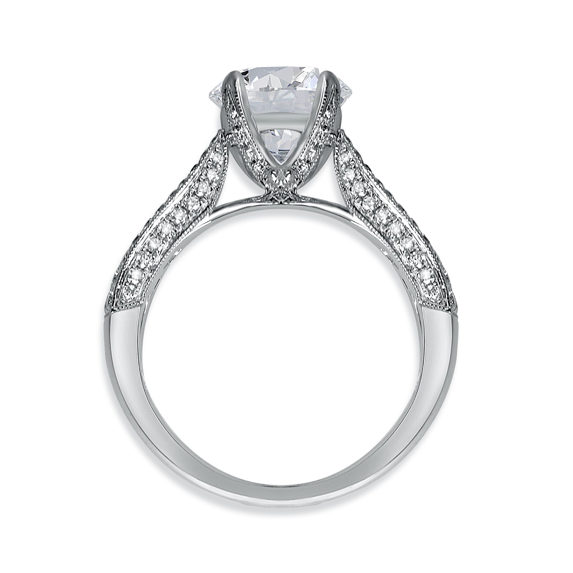 Antique Engagement Ring with Millgrain - Image 2