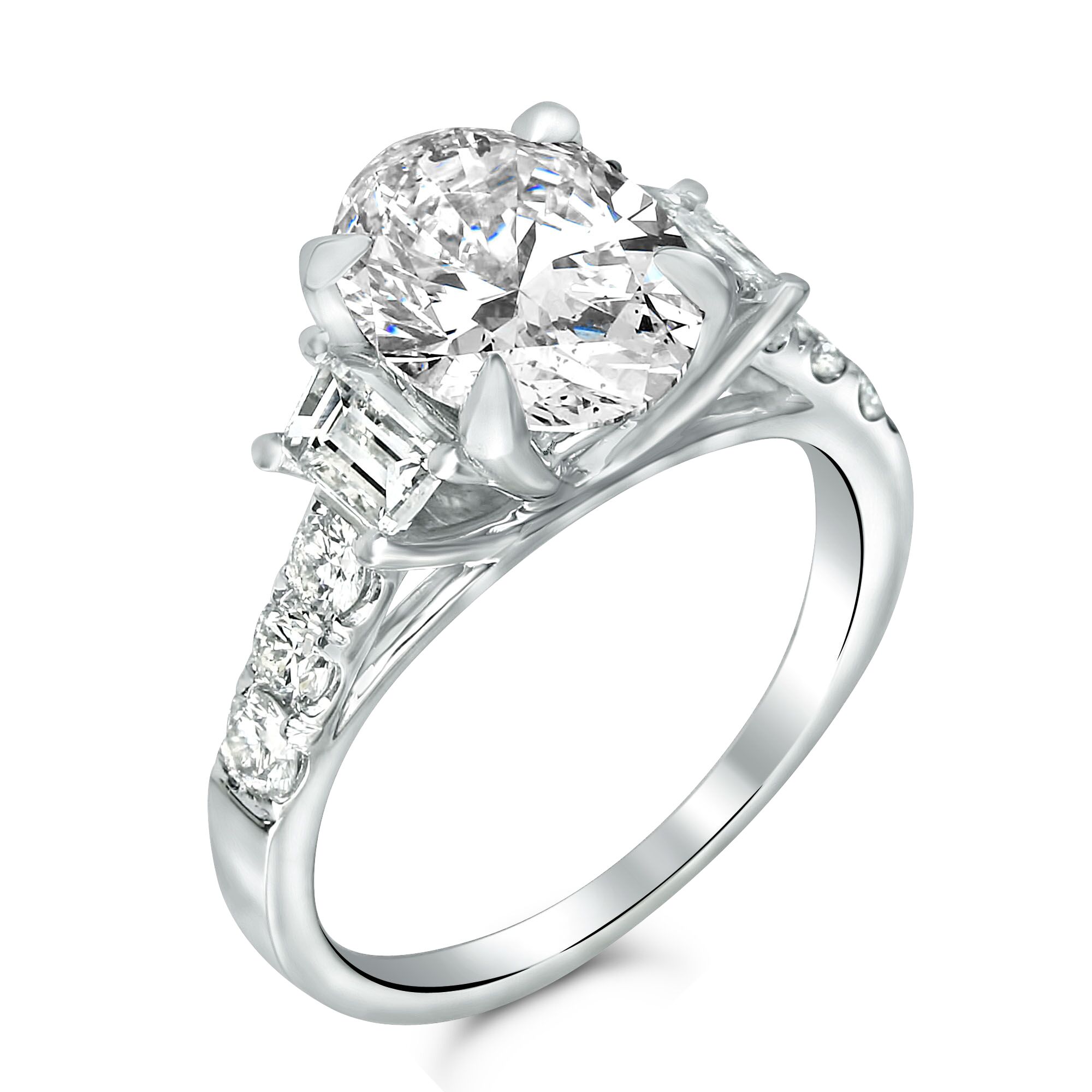 oval and trapezoid engagement ring