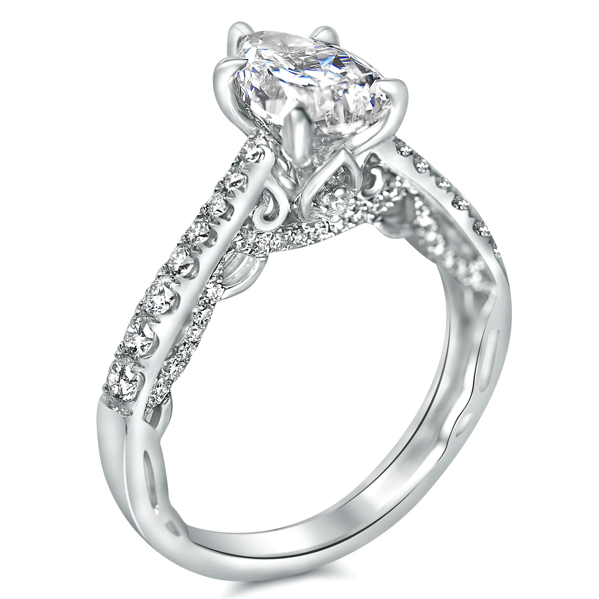 antique style filigree ring with pear