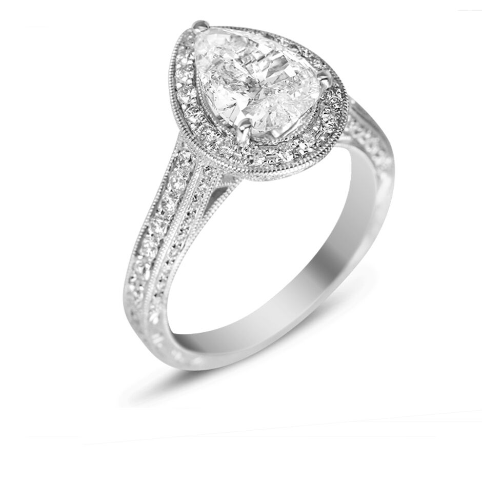 pear shape halo with filigree