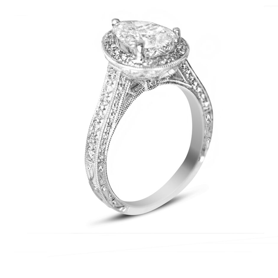 vintage pear shape halo ring