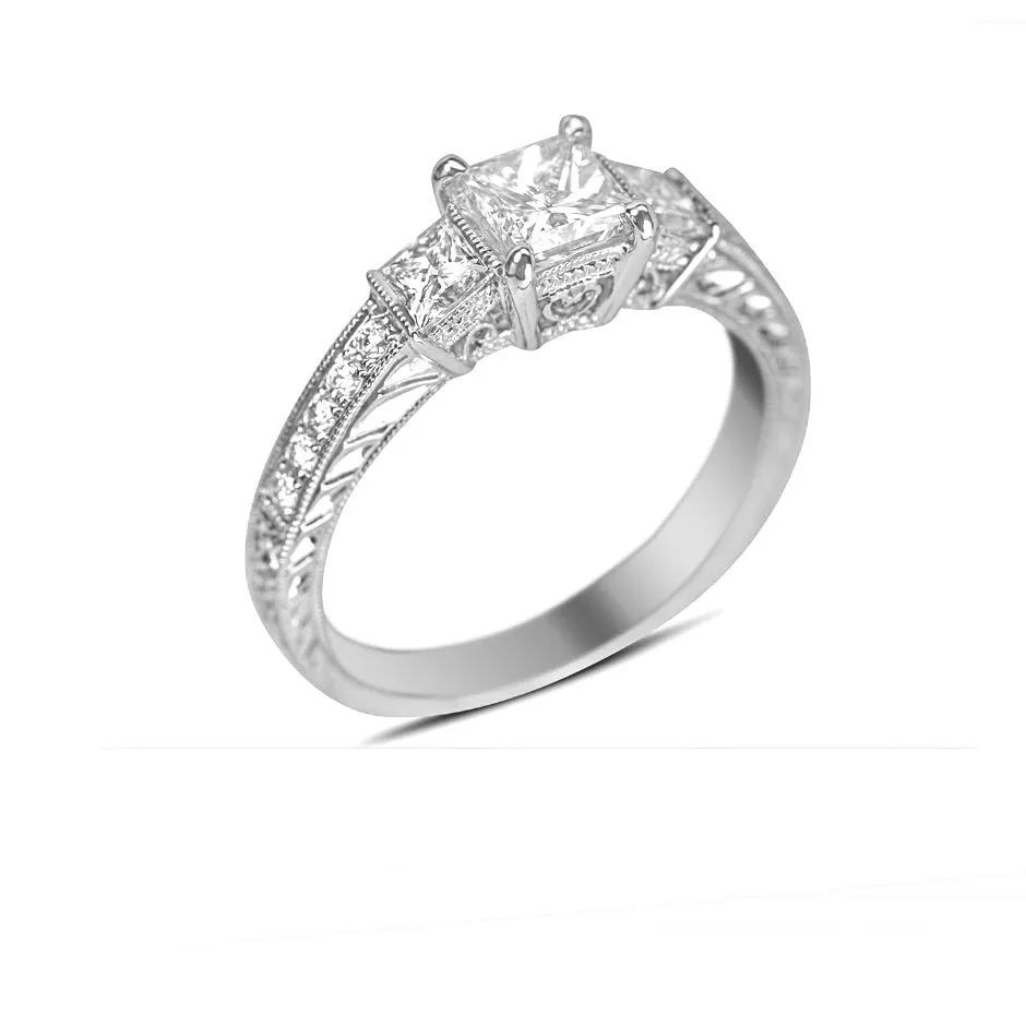 antique style three princess cut ring houston