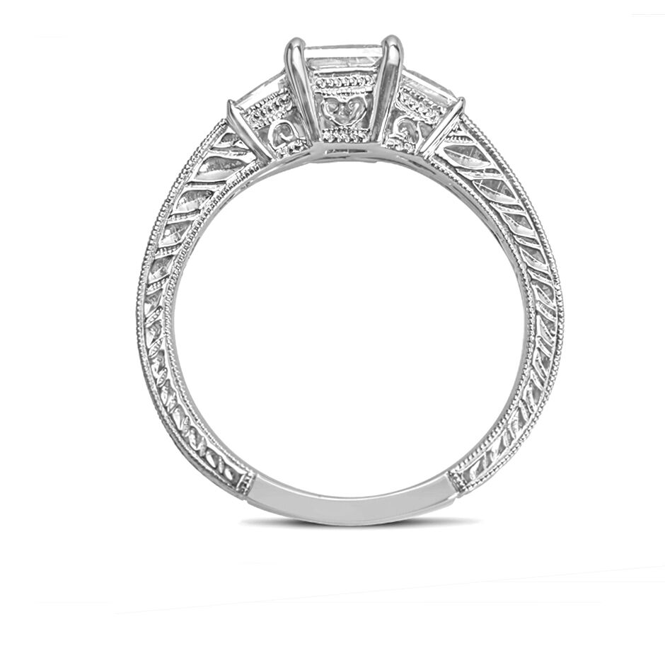 hand engraved vintage style engagement ring houston