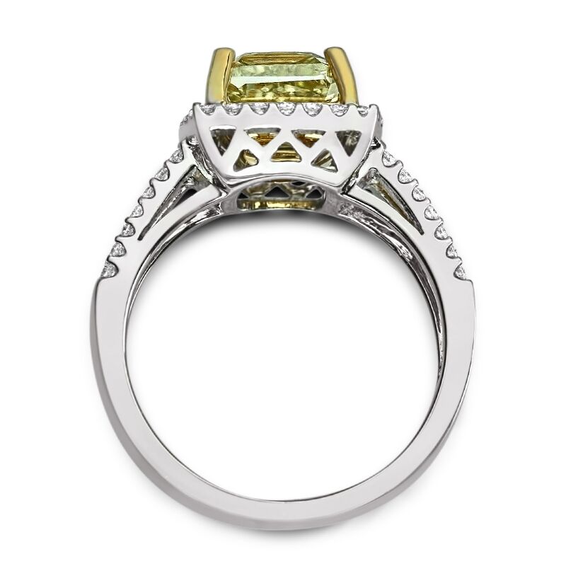 Light Yellow Cushion Halo with Triple Row Shank - Image 3