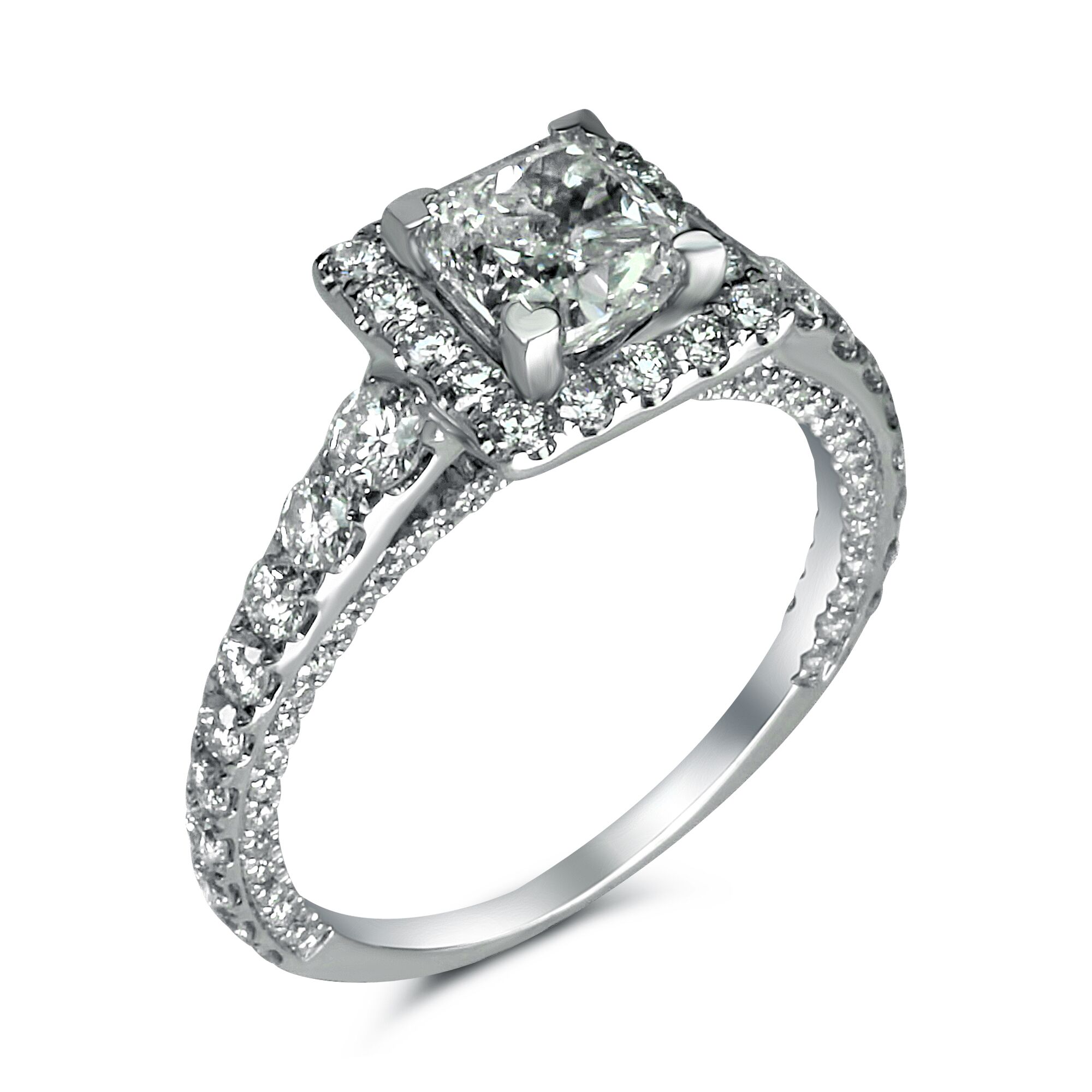 Princess Halo with Three Sided Diamond Shank