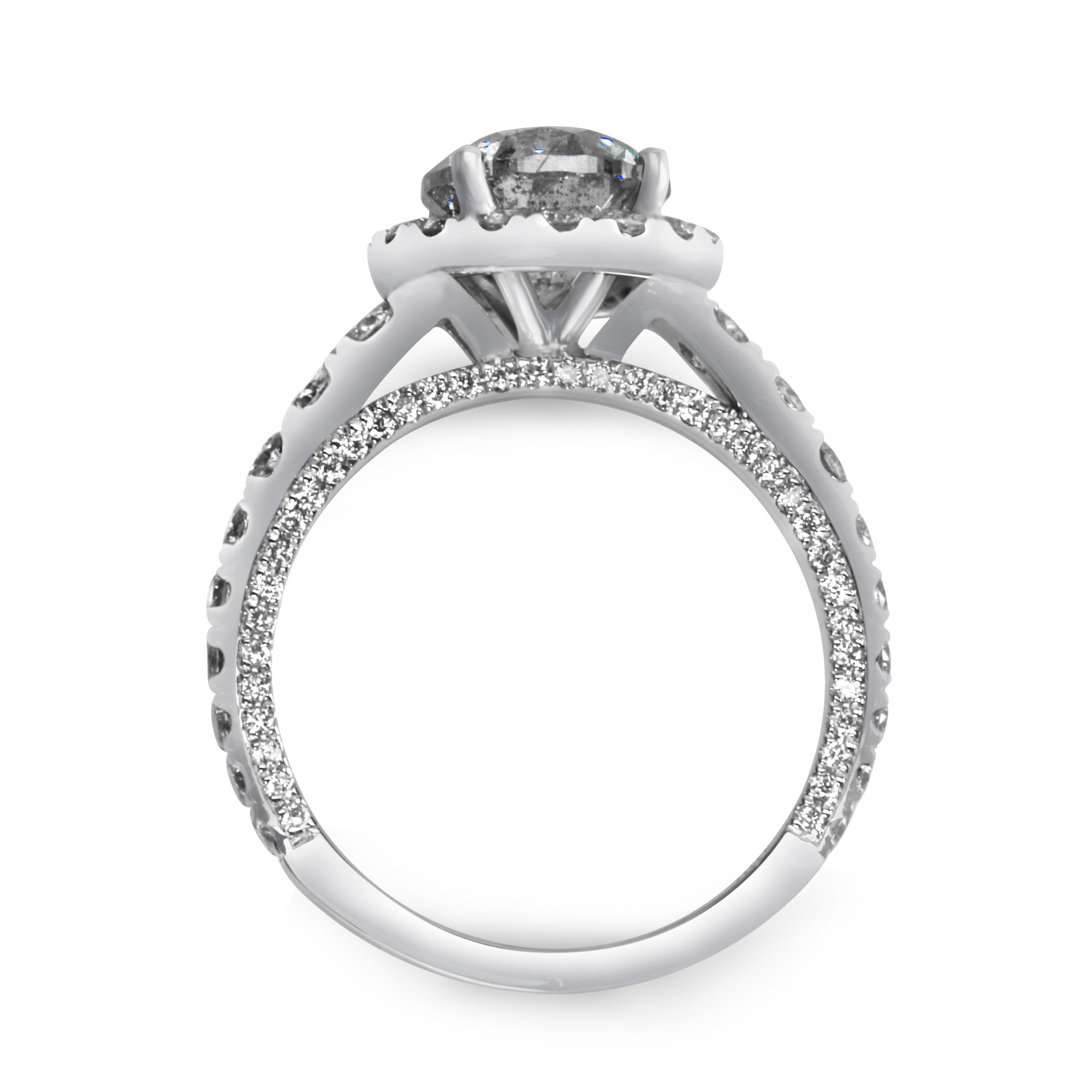 Round Halo with Diamonds on Three Sides of the Shank - Image 2