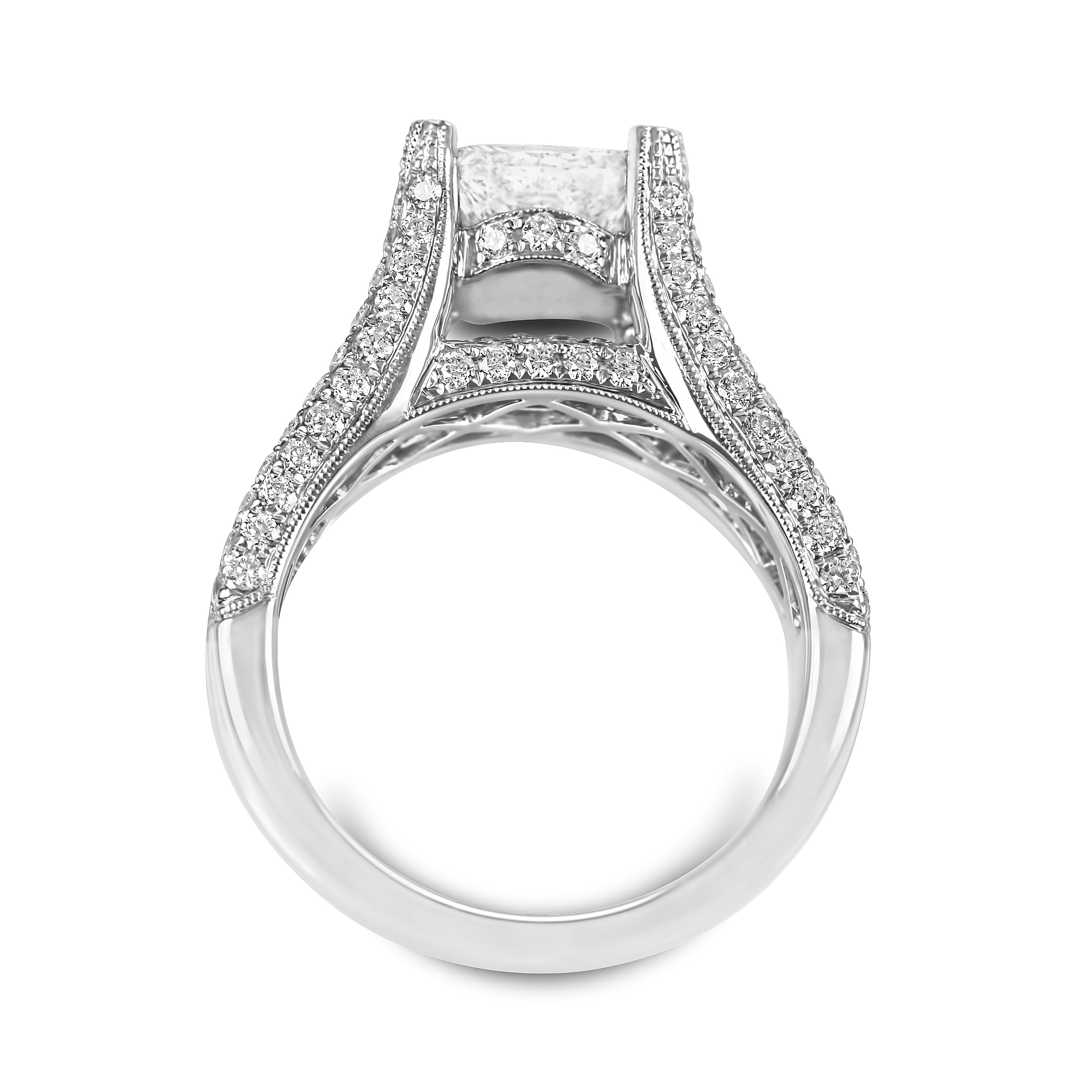 3cttw Cathederal Style Princess Cut Ring - Image 2