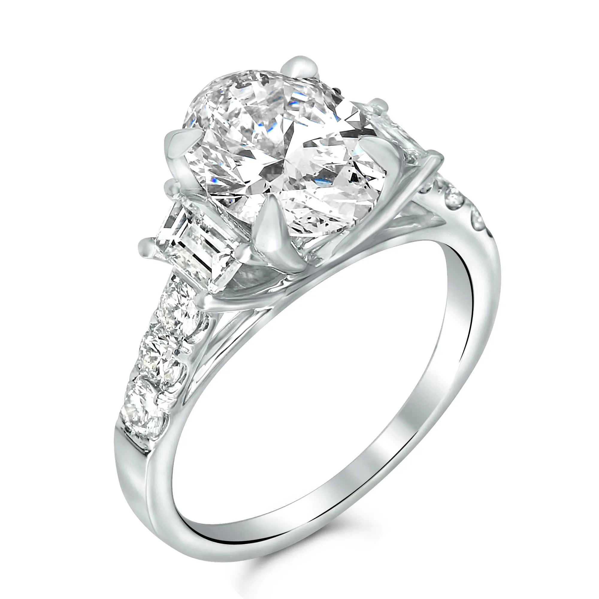 oval and trapezoid engagement ring