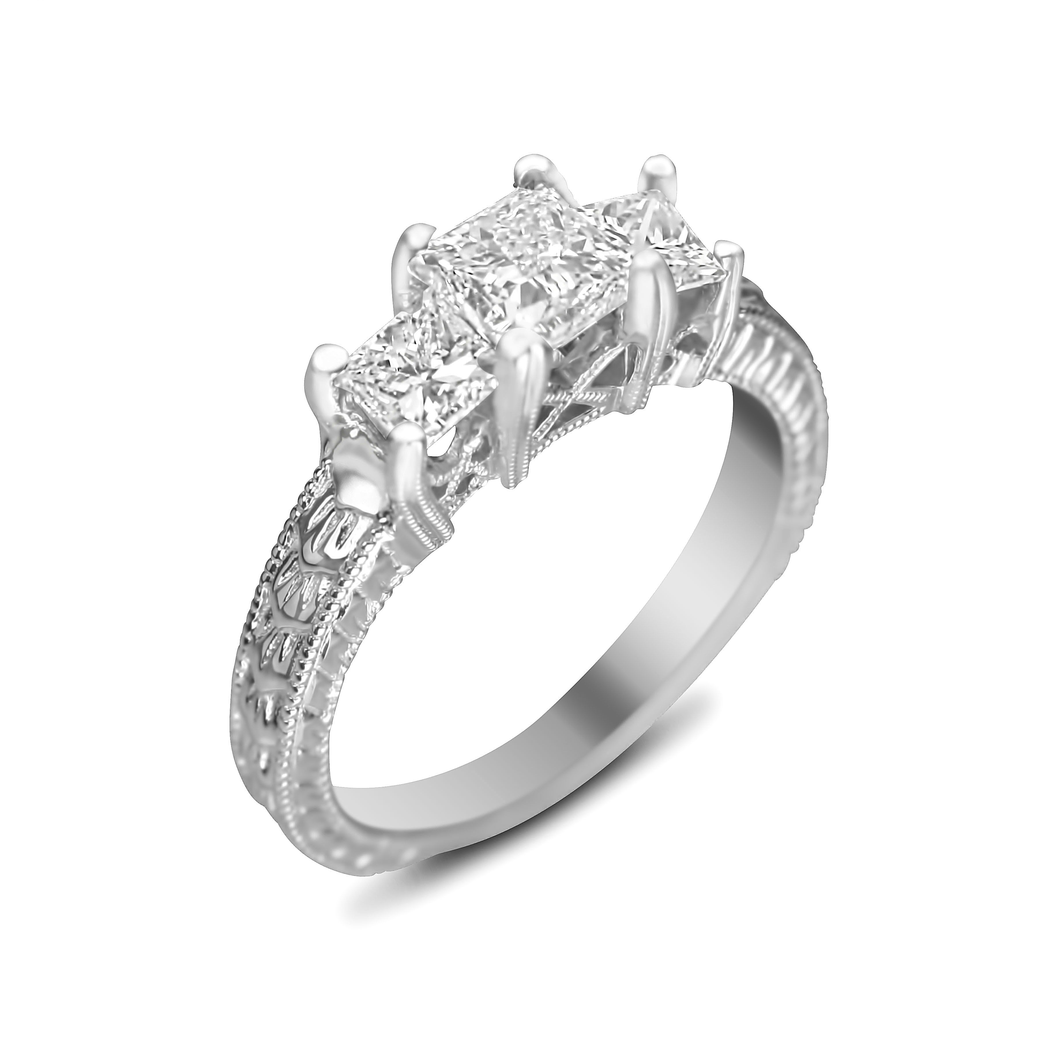 antique hand engraved engagement ring