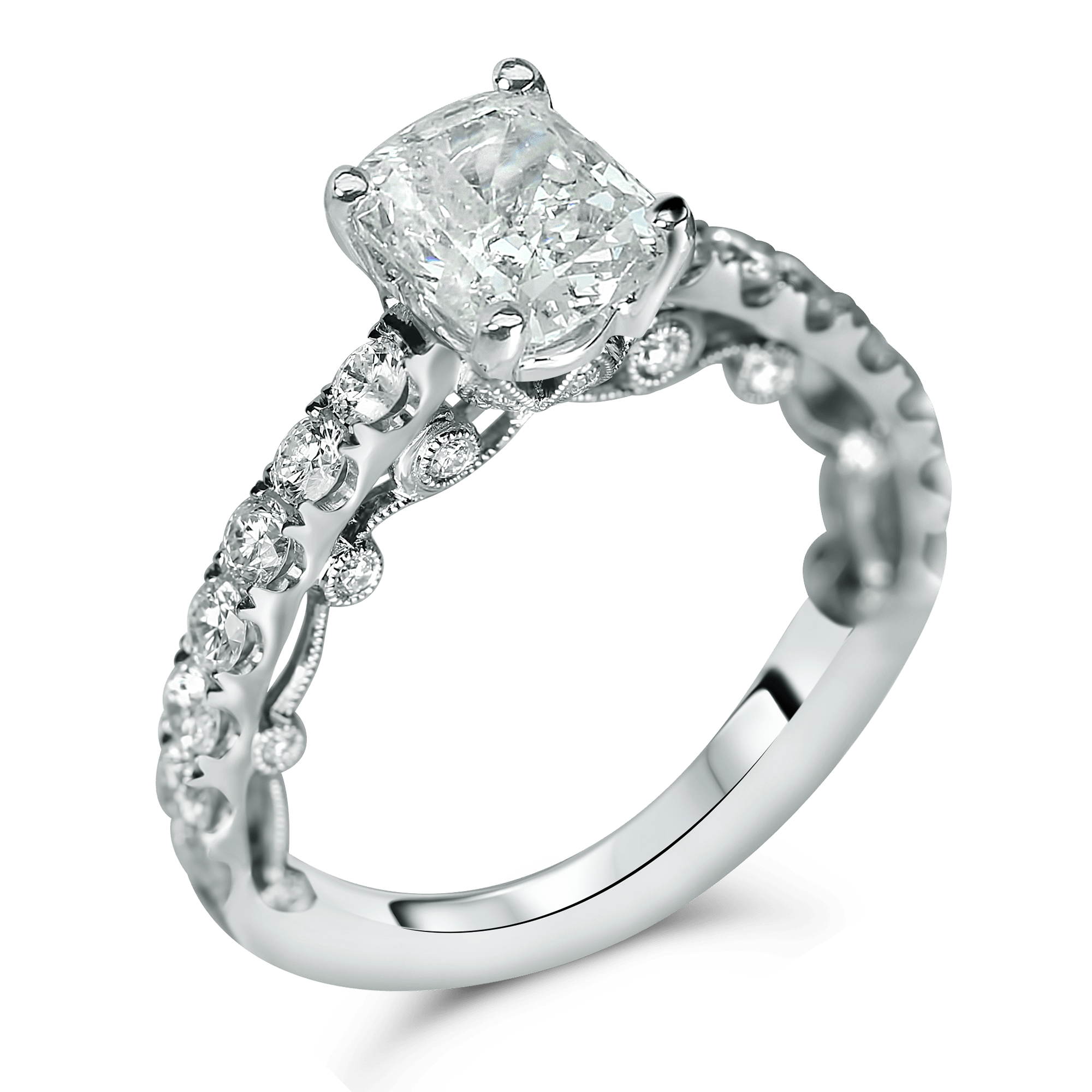 designer filigree antique style cushion engagement ring