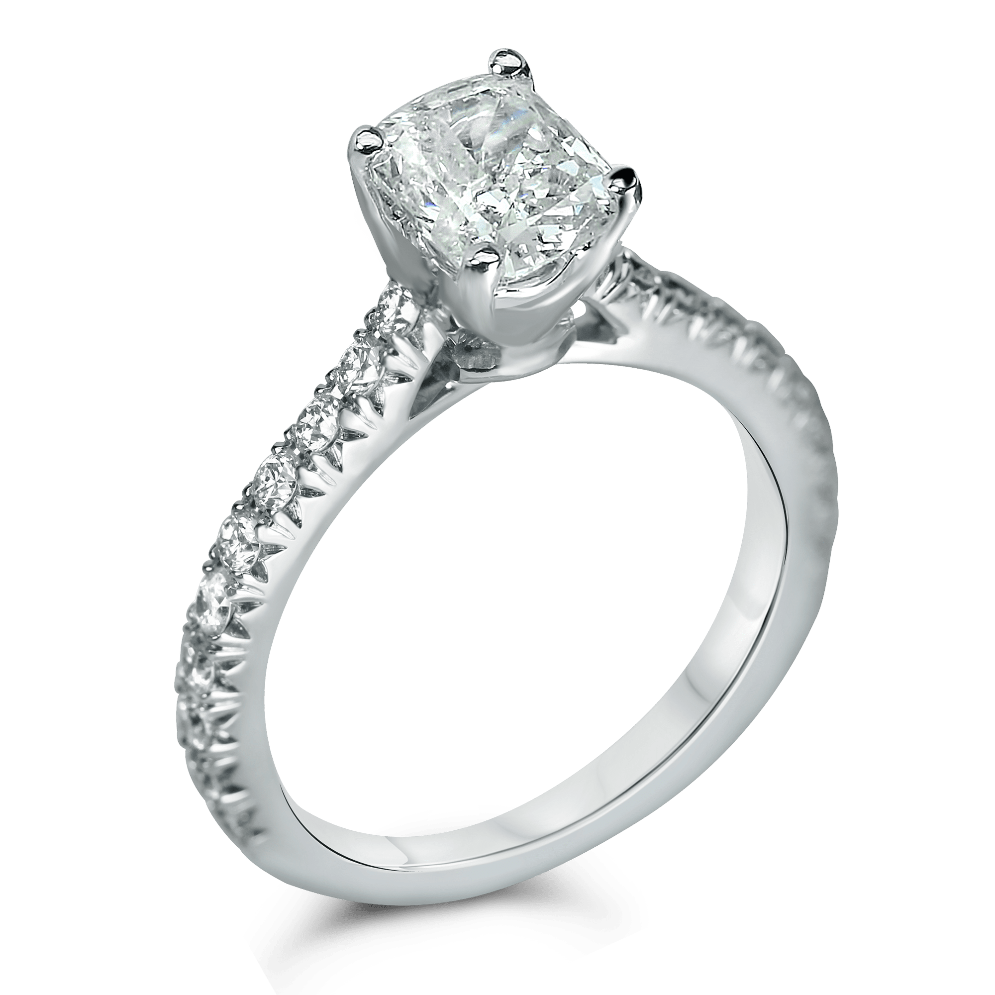 simple micro pave engagement ring with cushion