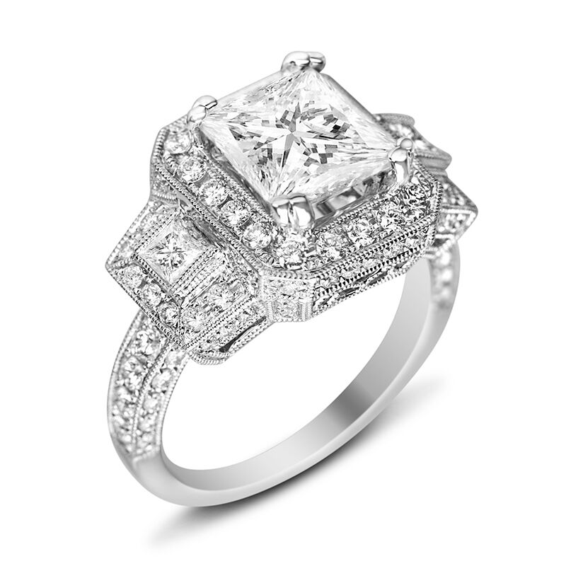 princess cut antique engagement ring houston