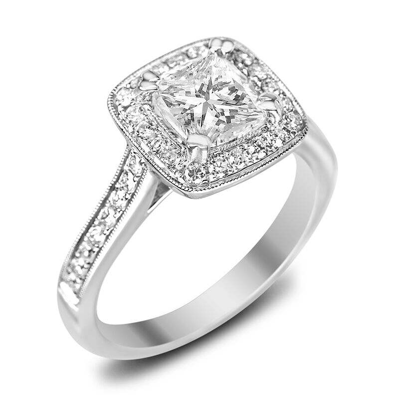 cushion cut pave halo in houston