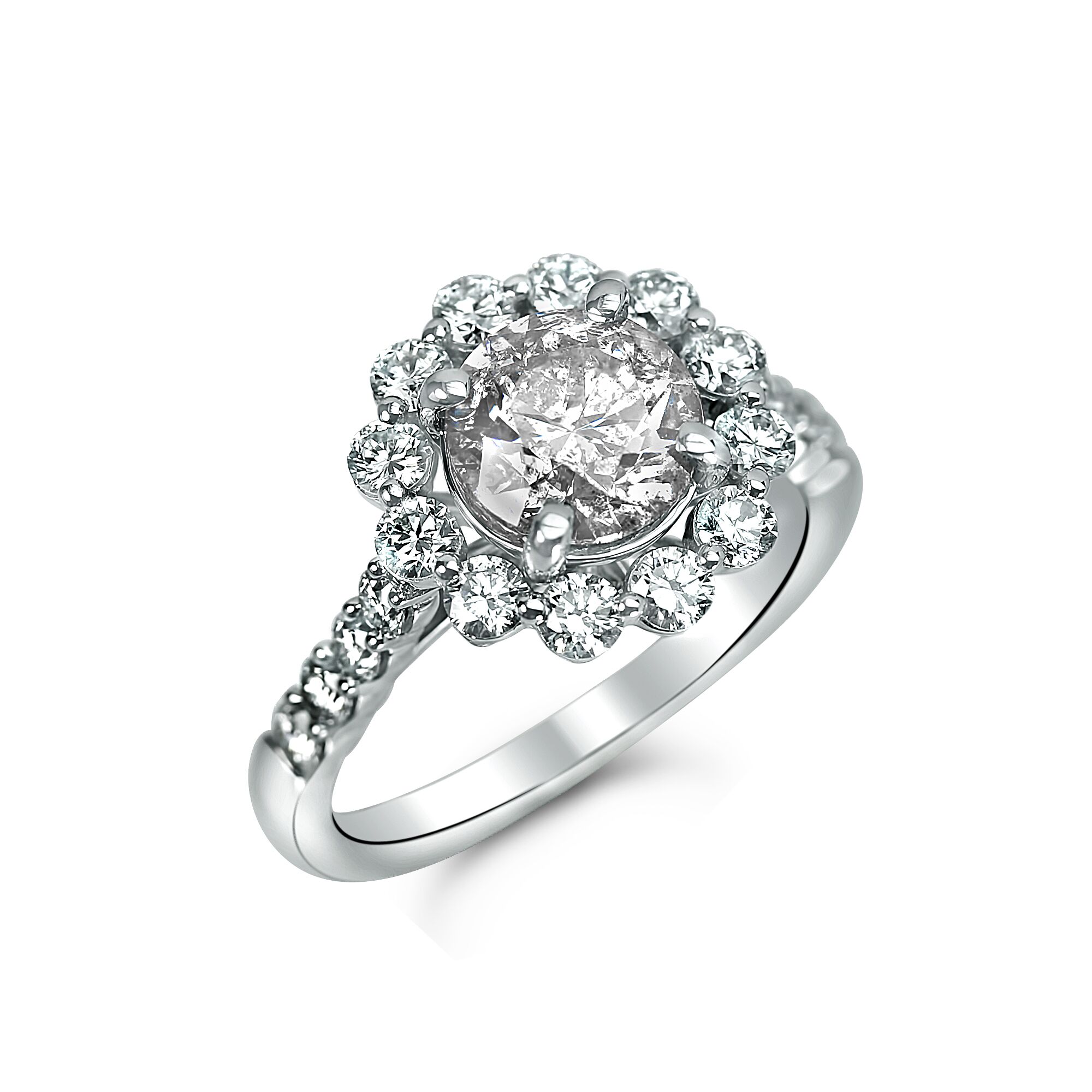 round halo engagement ring in houston