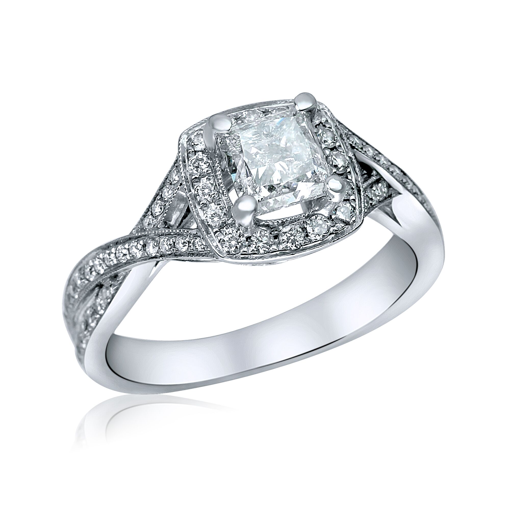 cushion halo engagement ring in houston
