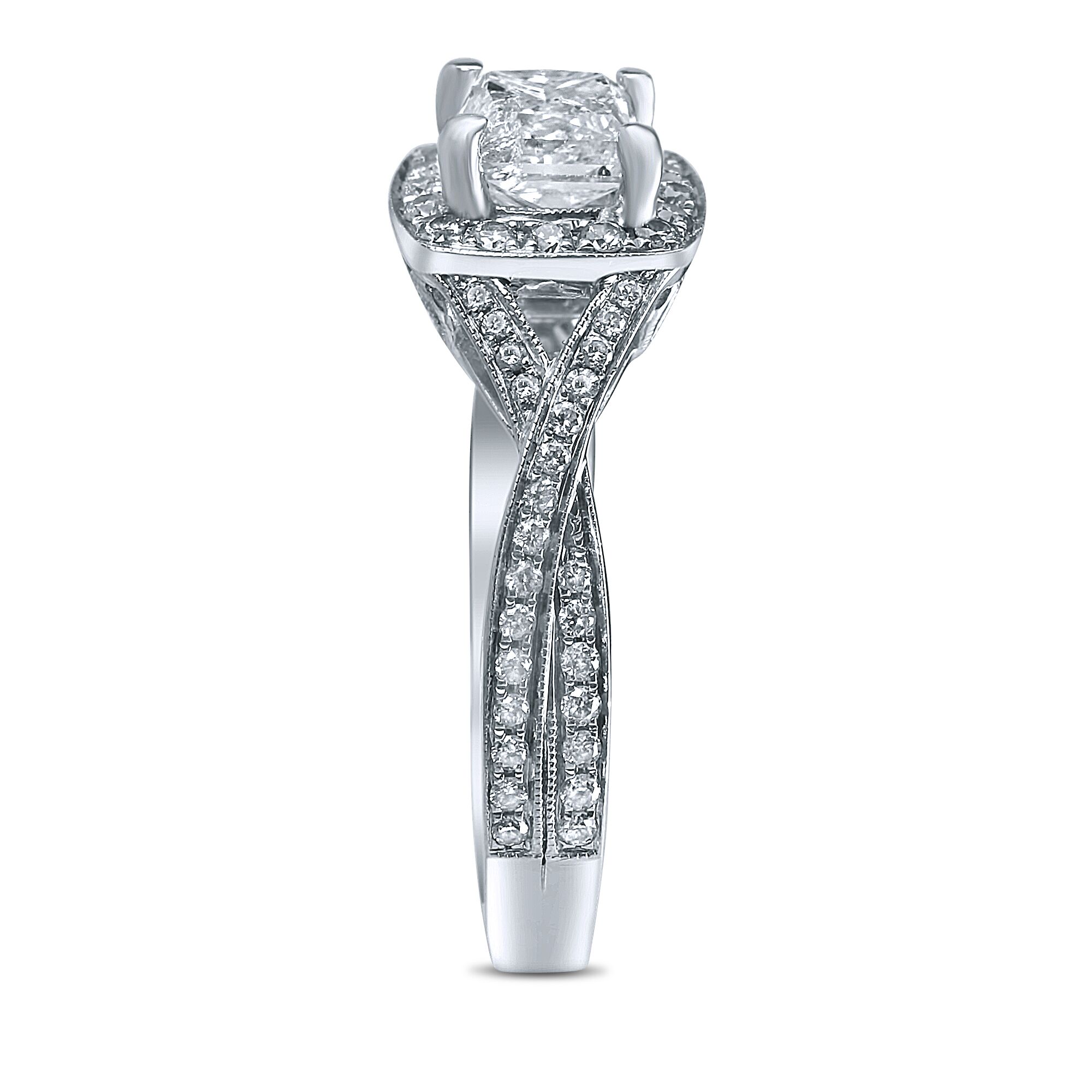 1 2/3cttw Cushion Halo with a Twisted Shank - Image 2