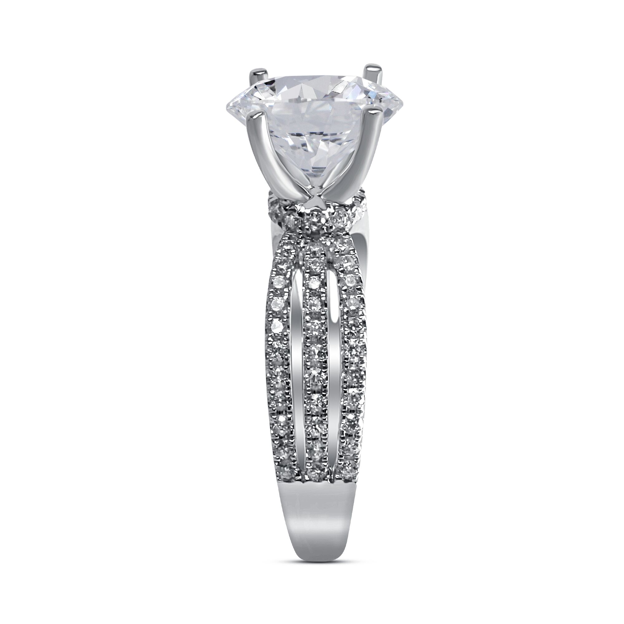 Triple Split Shank with Round Center Diamond