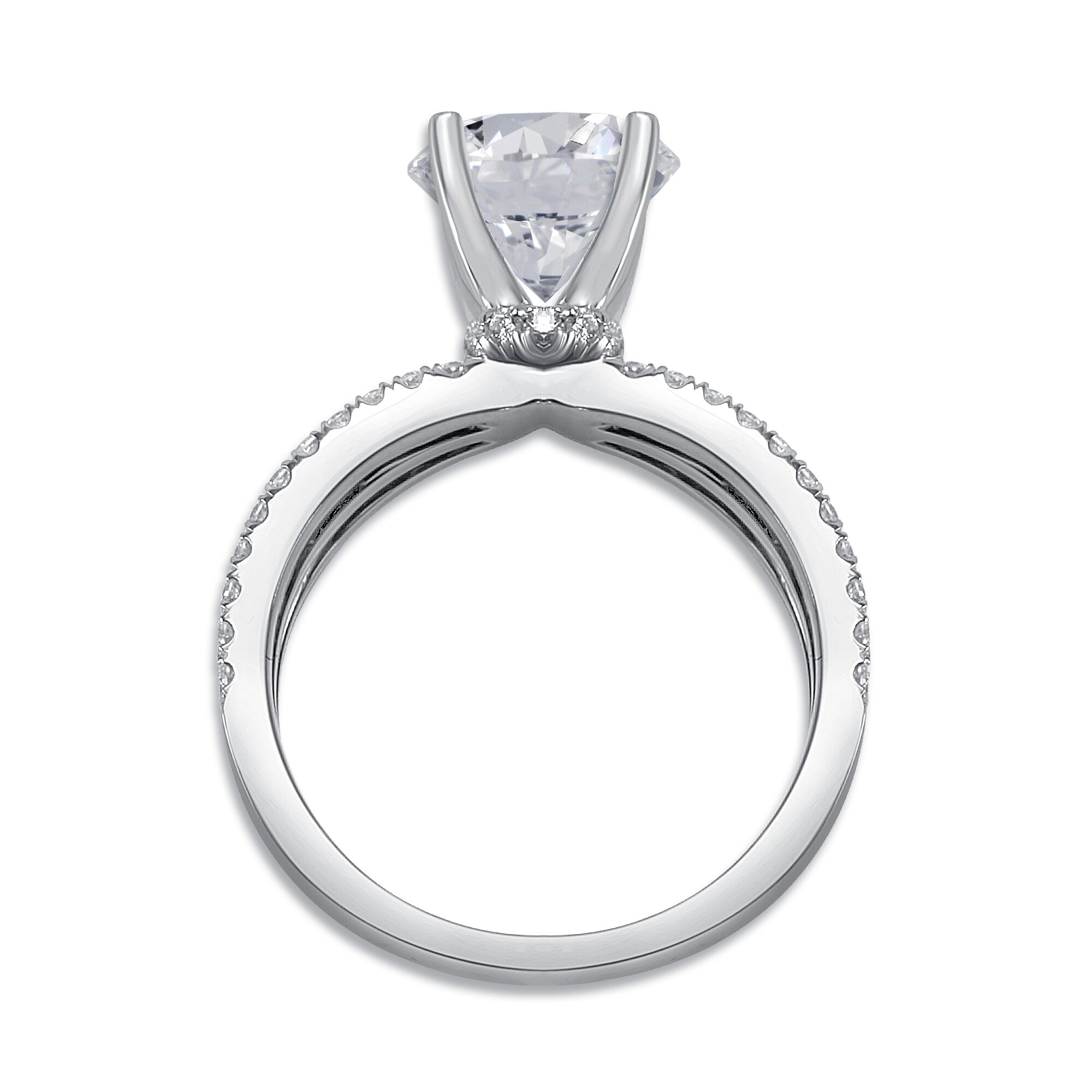 Triple Split Shank with Round Center Diamond - Image 2