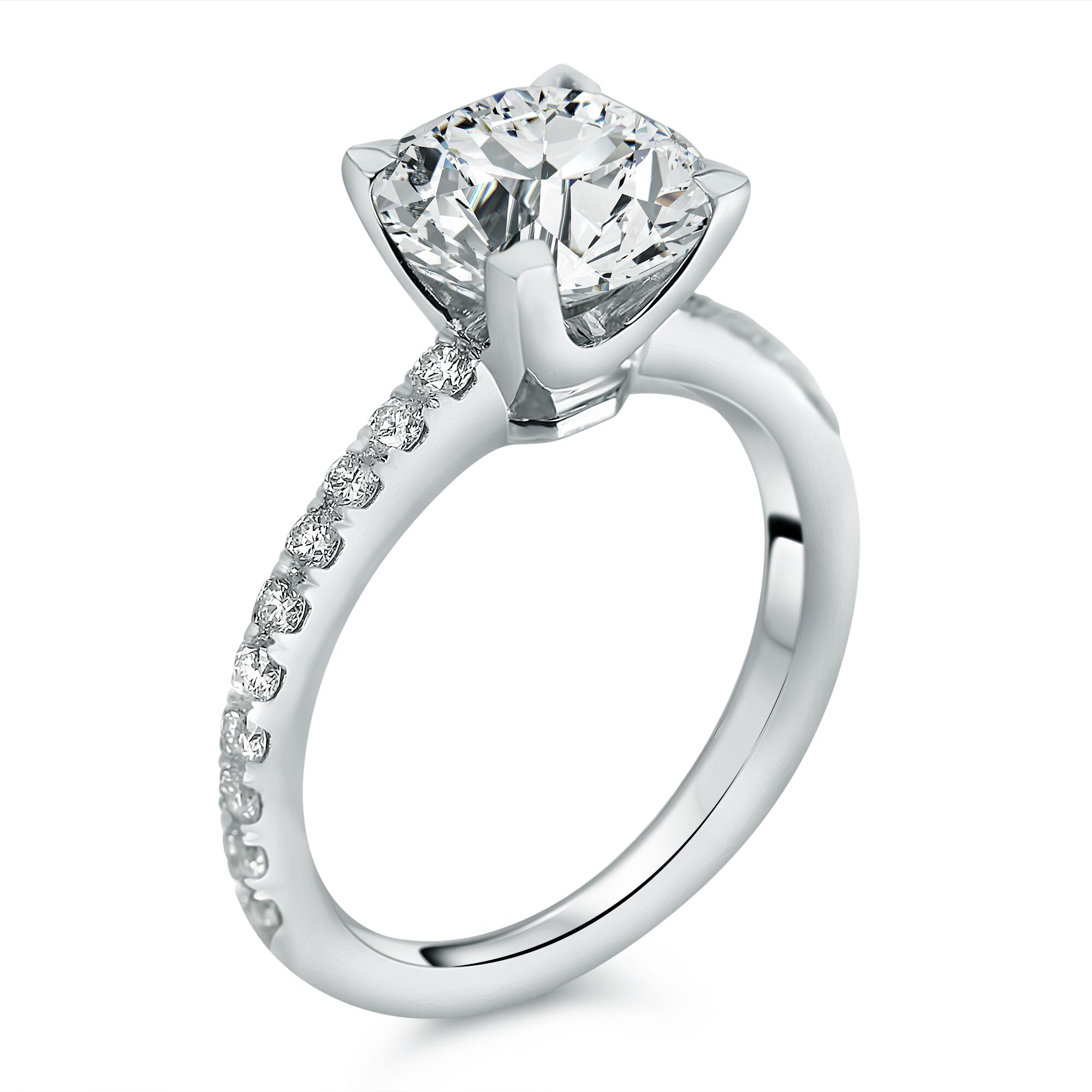 round mico-pave diamond engagement ring