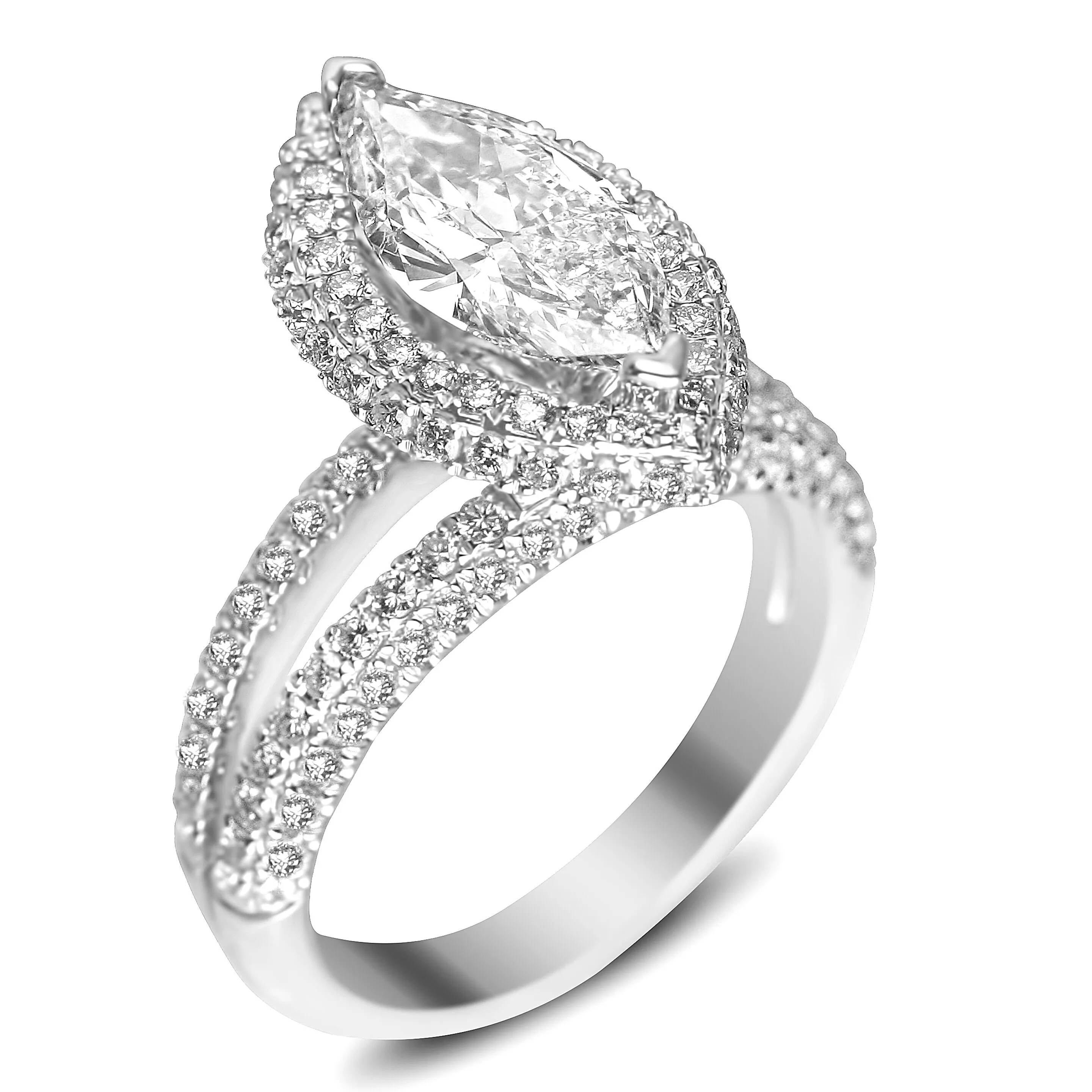 designer marquis halo with split shank