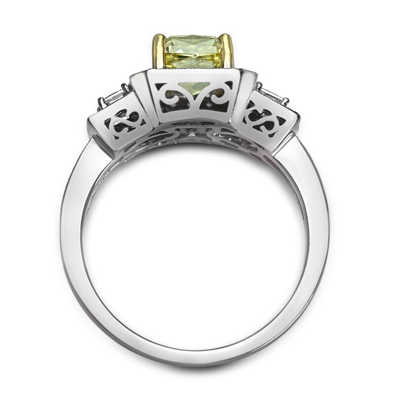 Light Yellow Antique Style Cushion Halo with Millgrain - Image 4