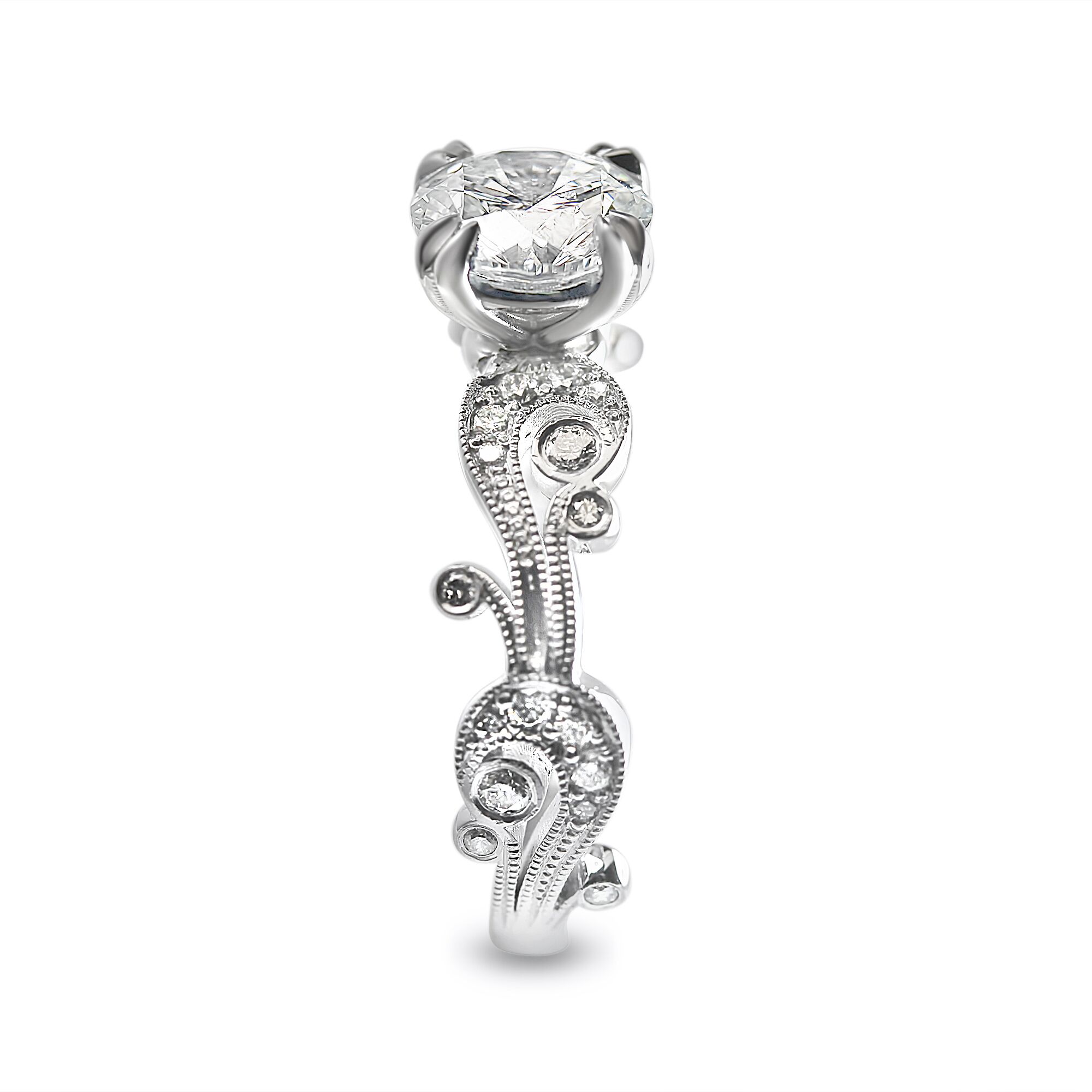 milligrain unique antique engagement ring