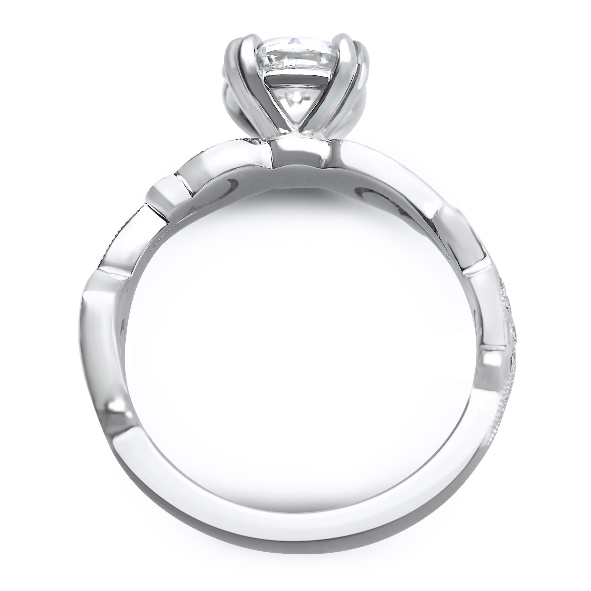 1 1/4cttw Wave Inspired Antique Round Milligrain Engagement Ring - Image 3