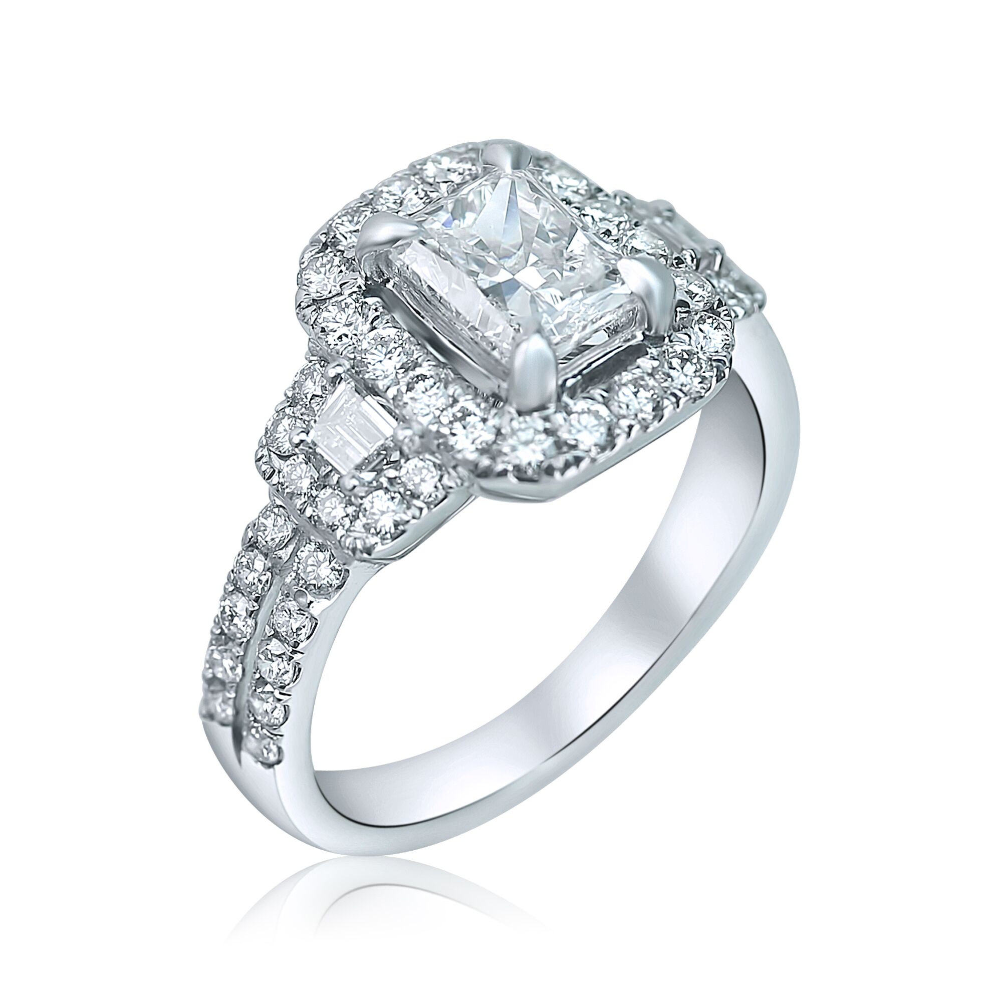 cushion halo engagement ring in houston