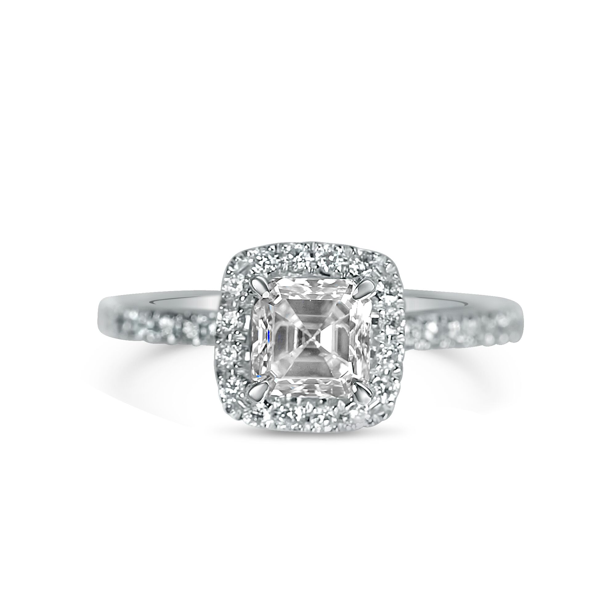 1 2/3cttw Asscher Halo on Thin Micro Pave Band - Image 2