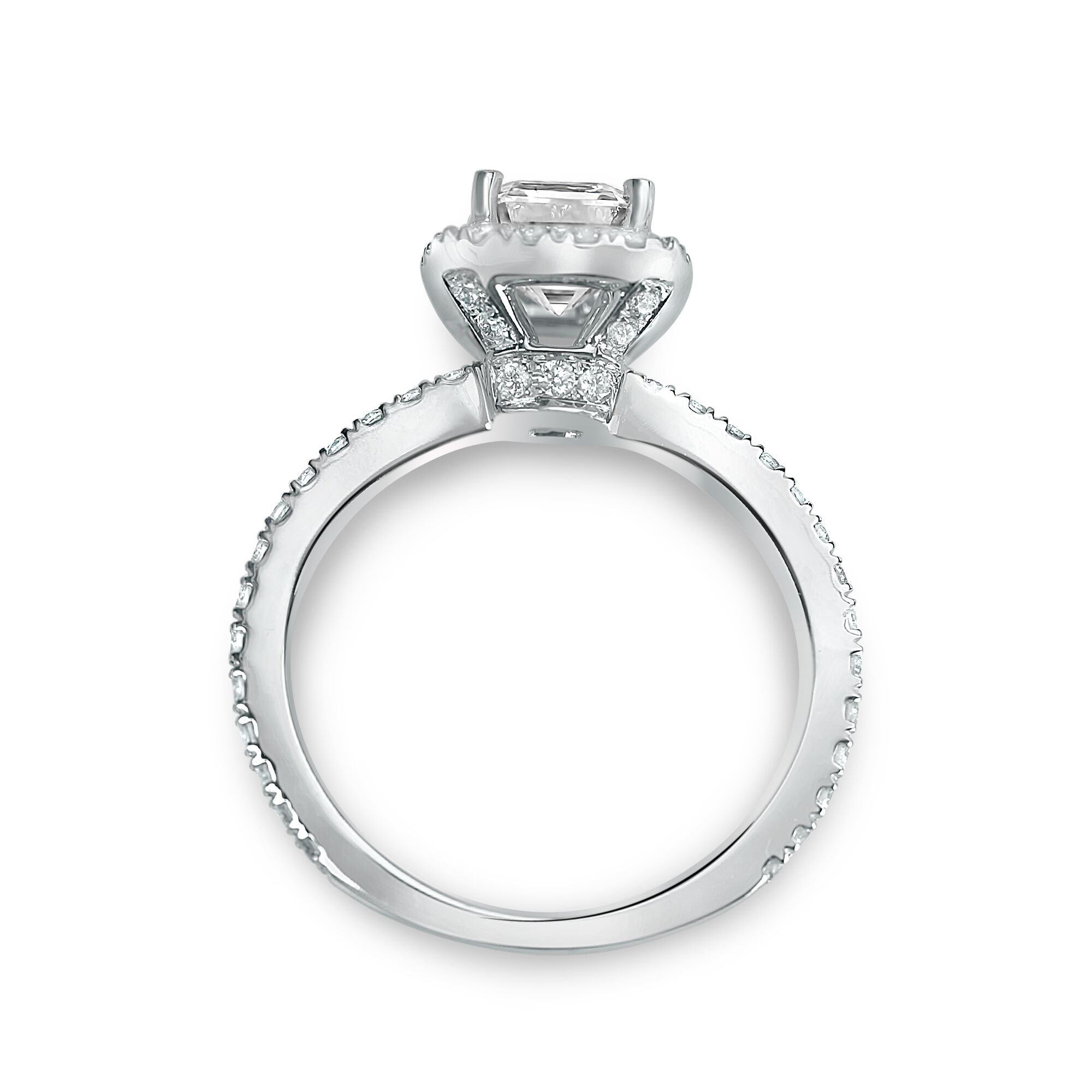1 2/3cttw Asscher Halo on Thin Micro Pave Band - Image 3