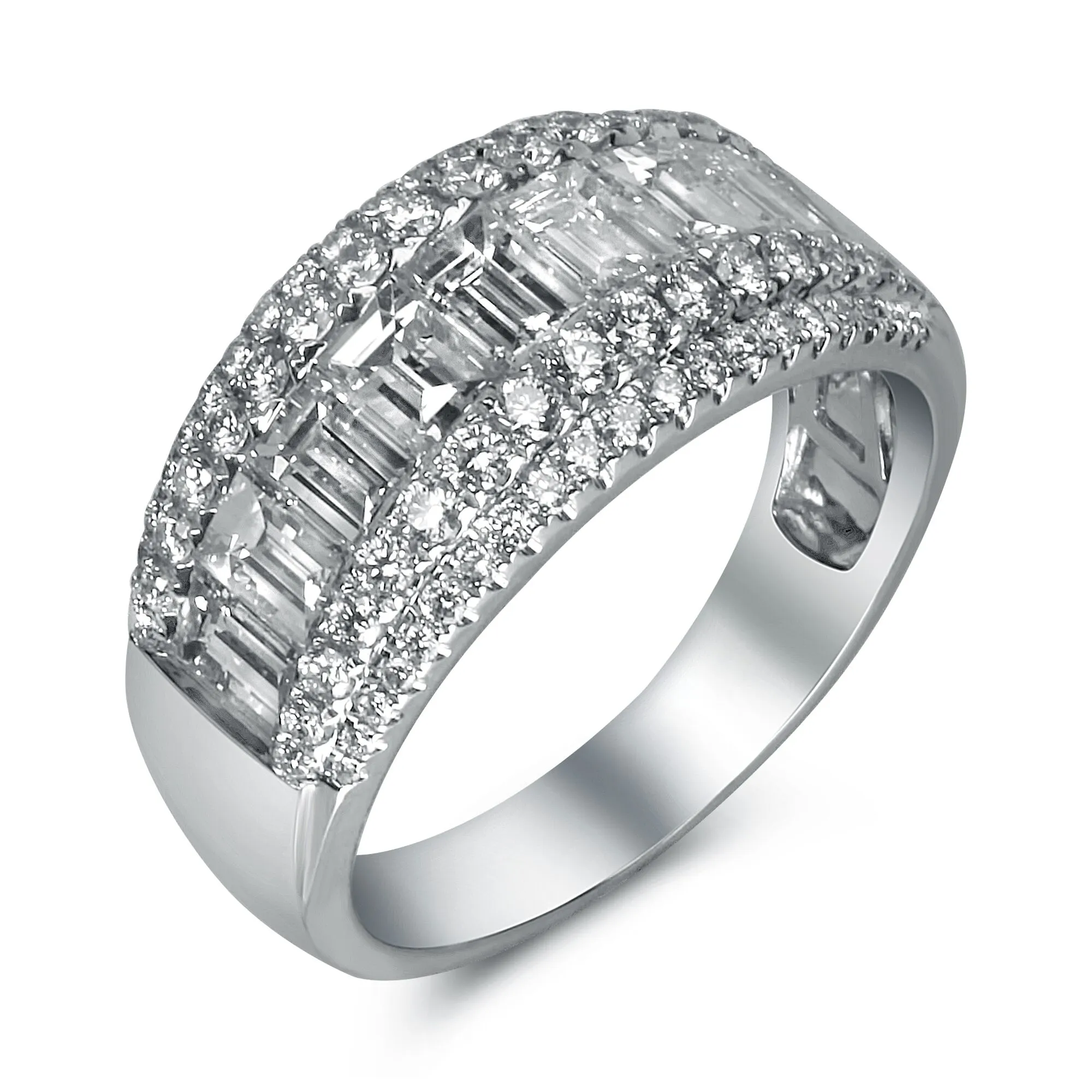 Emerald Diamonds Surrounded by Pave Diamonds Band