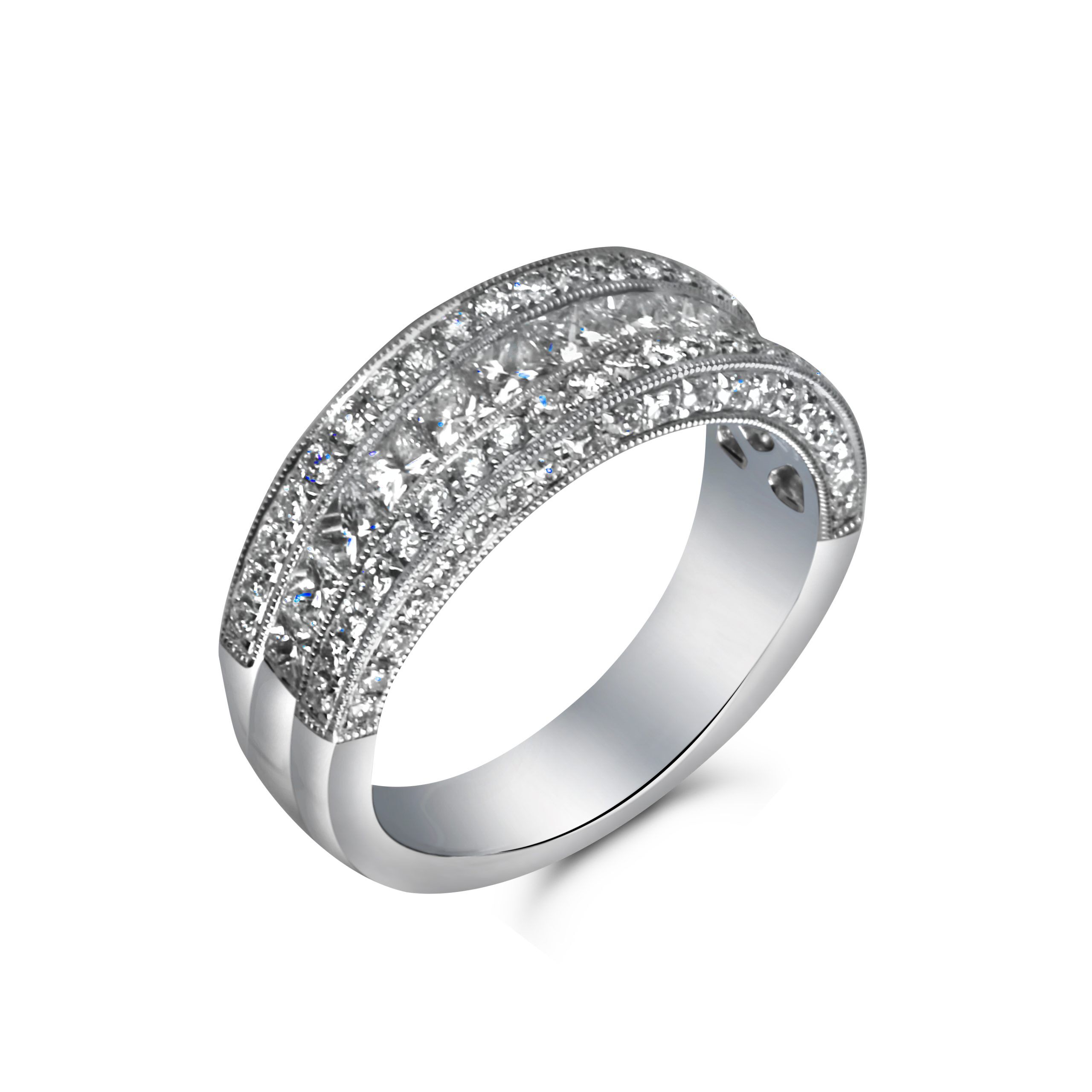 Triple Row with Millgrain Diamond Band