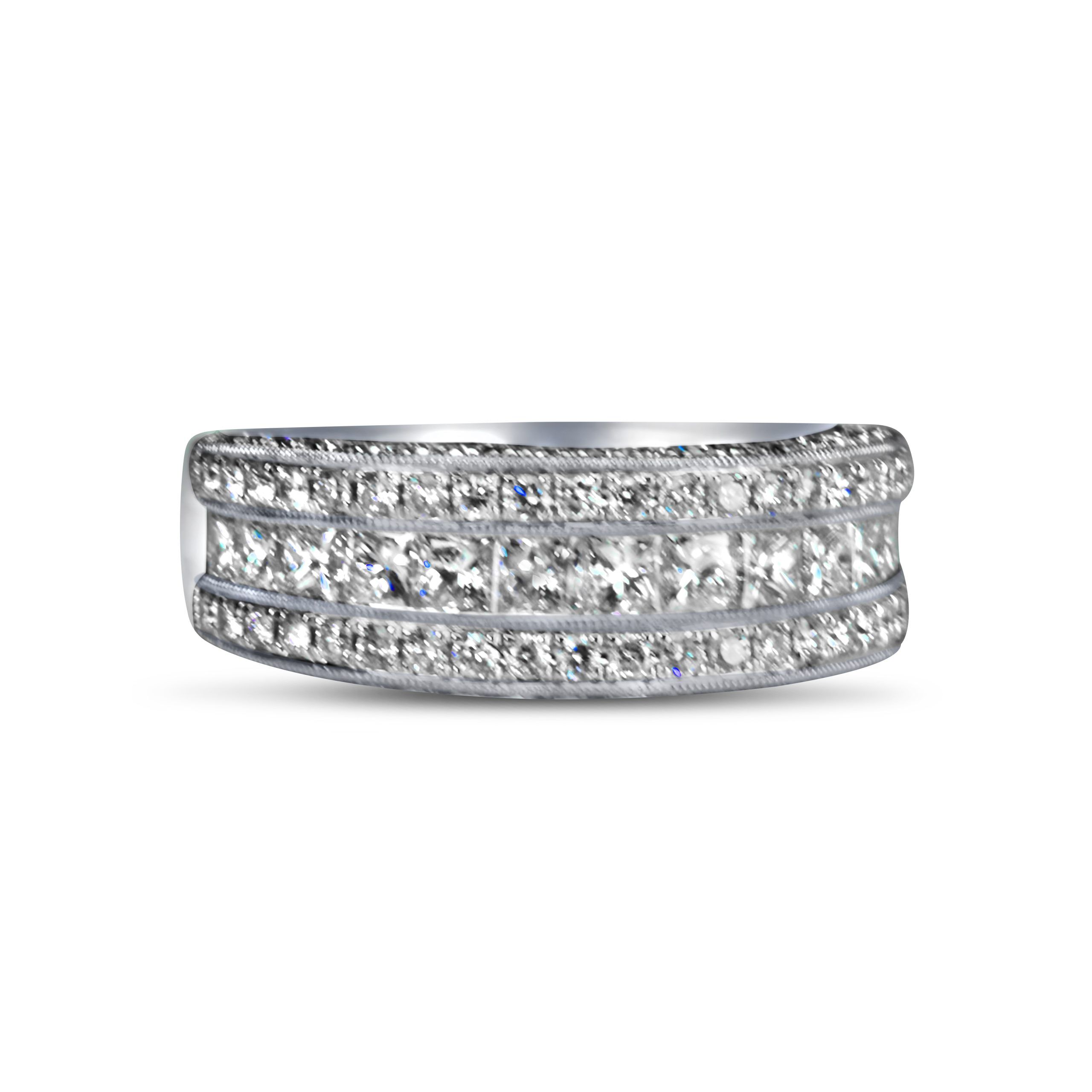 Triple Row with Millgrain Diamond Band - Image 2
