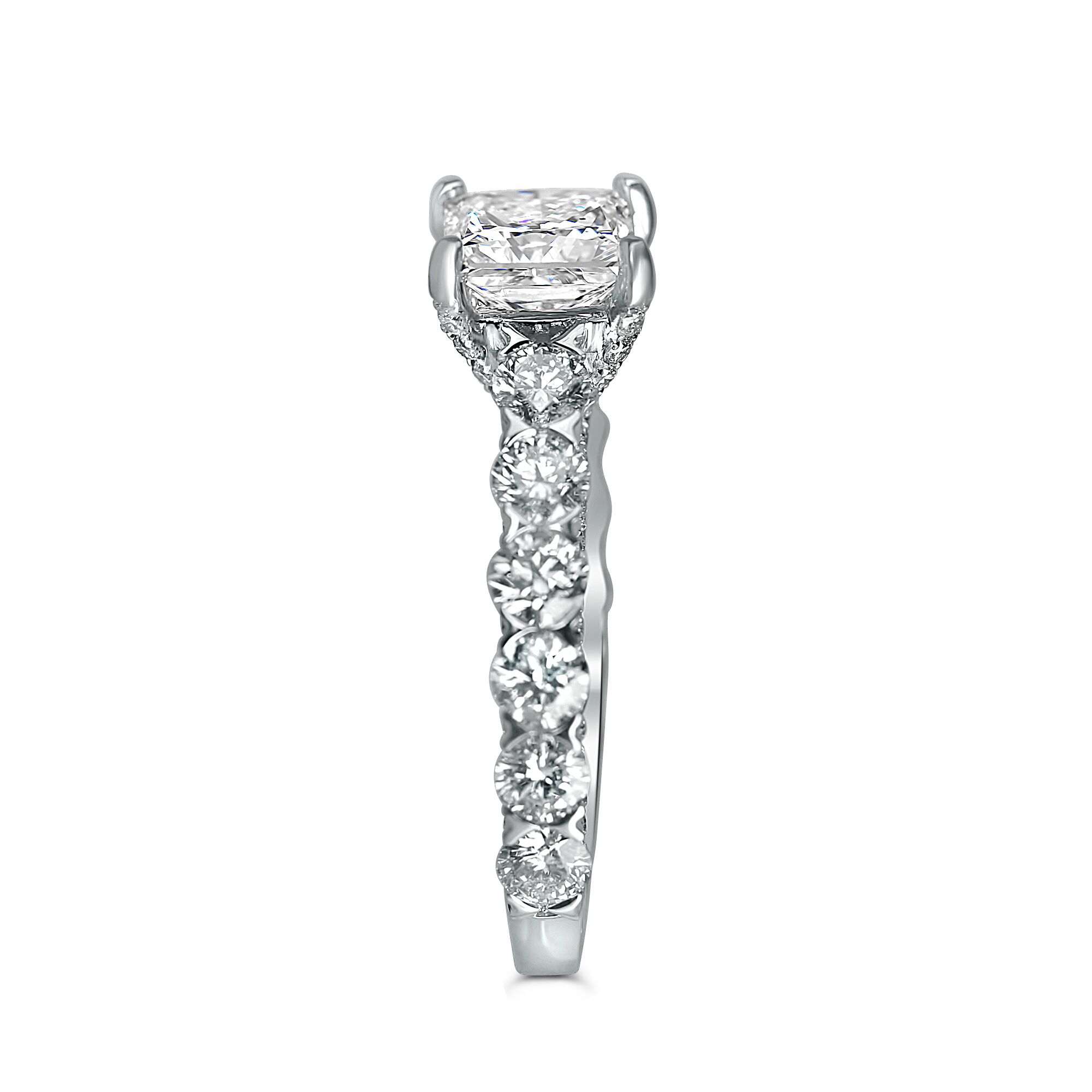 1 1/2cttw Princess Cut with Large Side Diamonds - Image 2