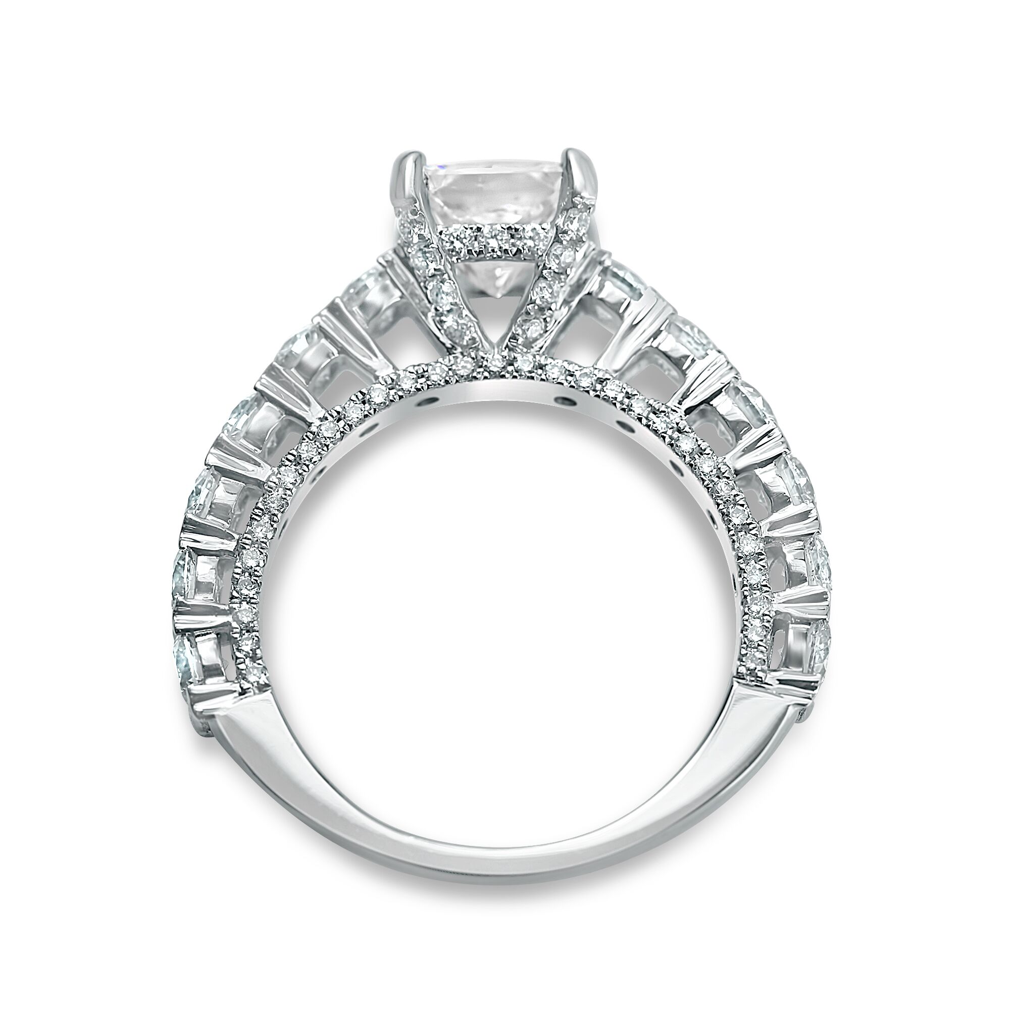 1 1/2cttw Princess Cut with Large Side Diamonds - Image 3