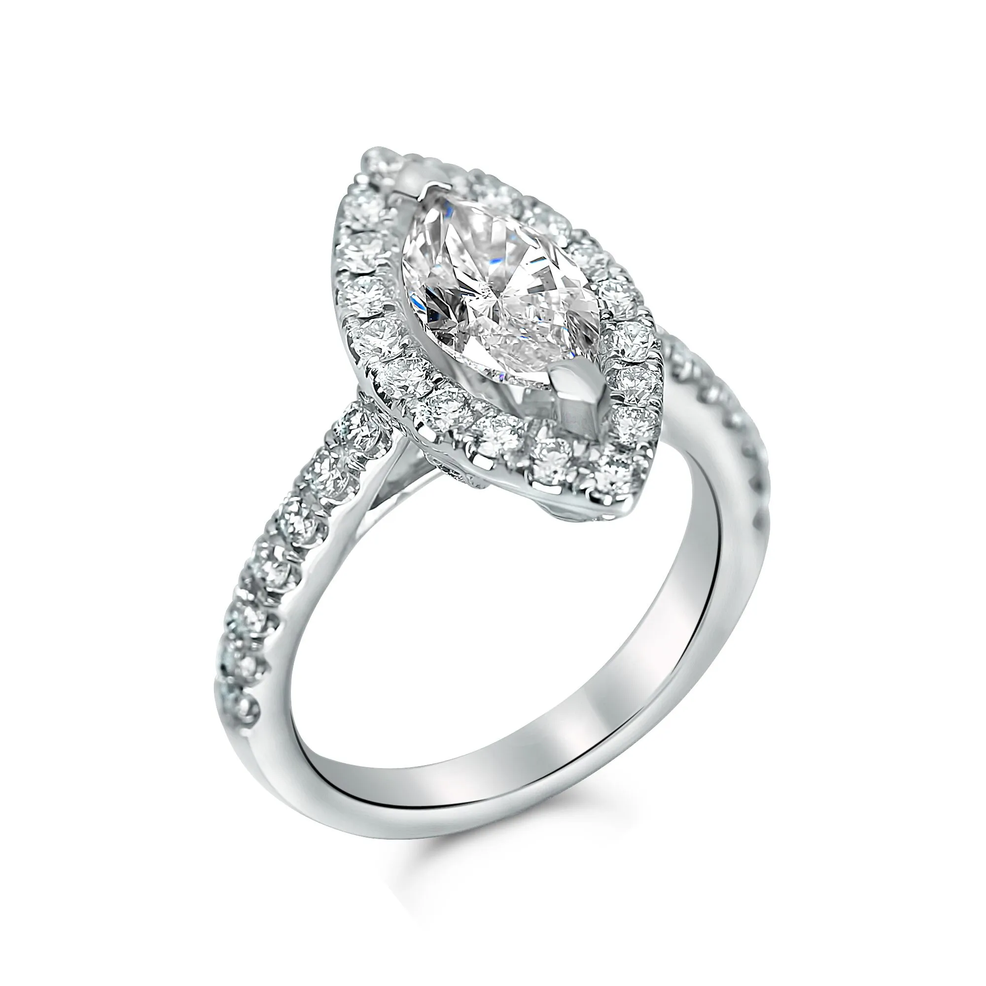 marquise halo engagement ring in houston