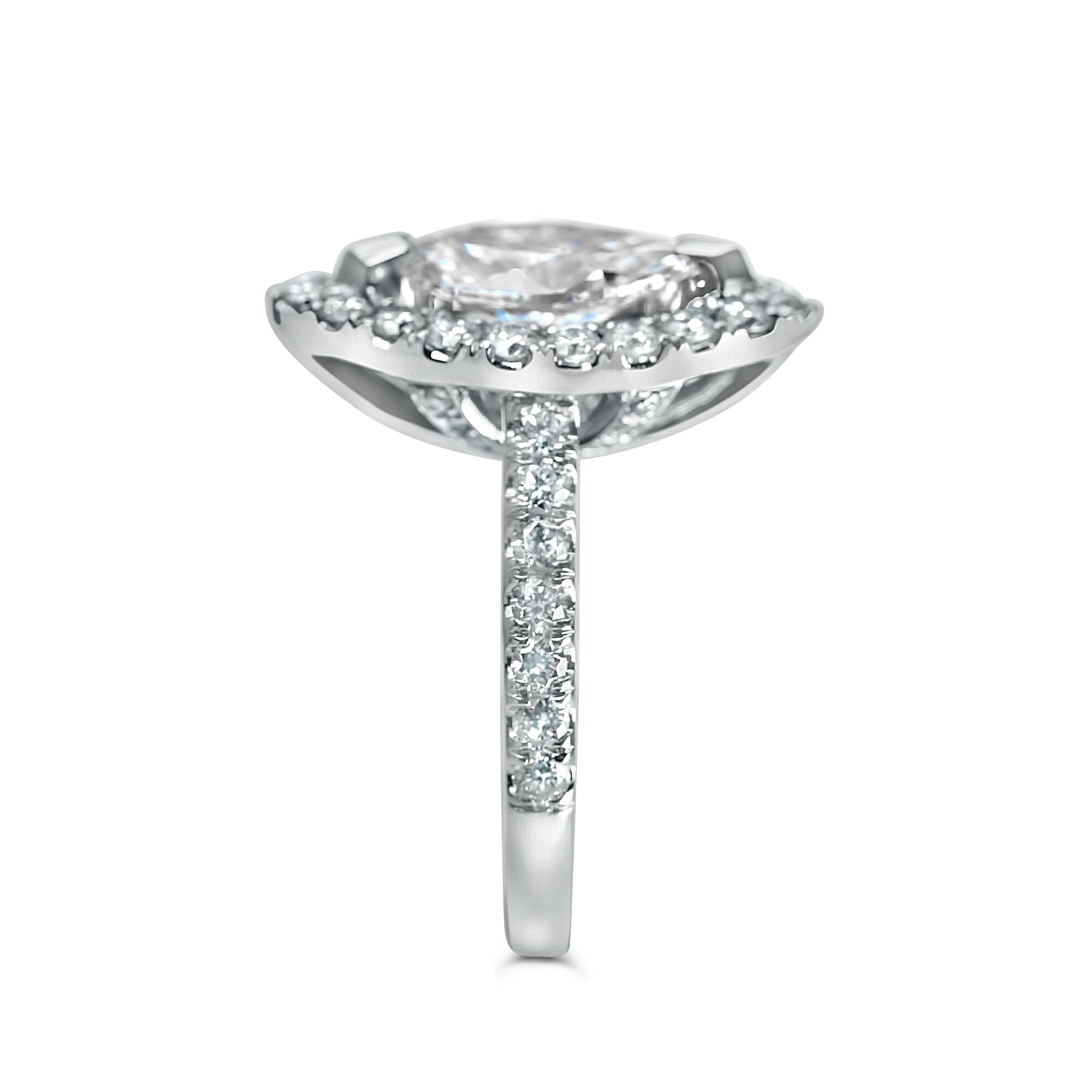 2 1/4cttw Marquise Halo with Pave Diamonds on Shank and Basket - Image 2