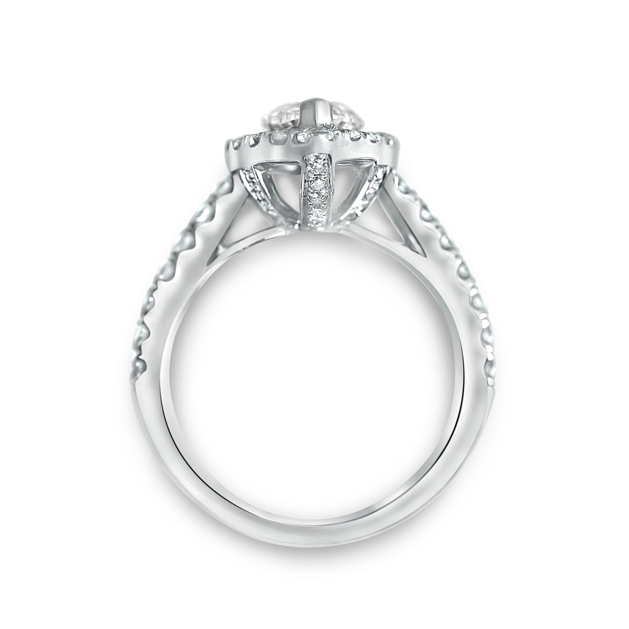 2 1/4cttw Marquise Halo with Pave Diamonds on Shank and Basket - Image 3