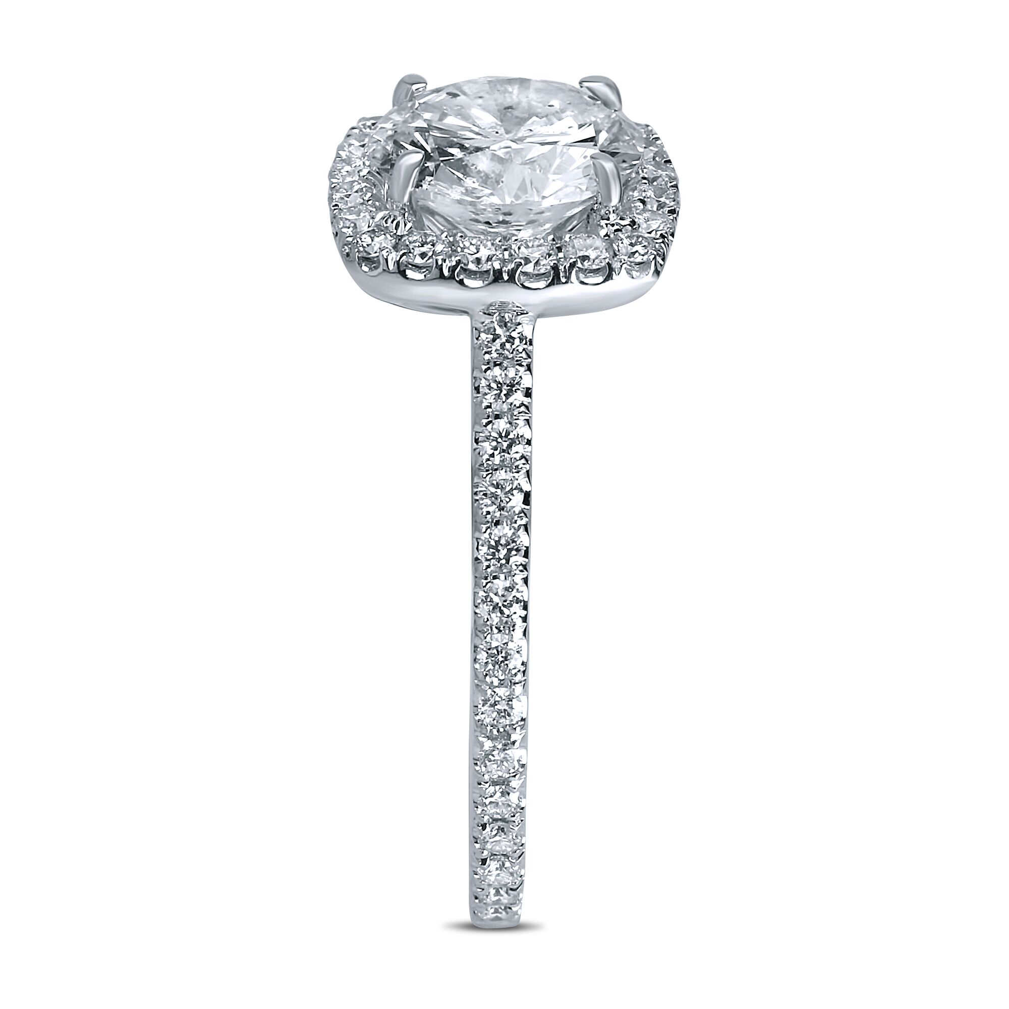 1 1/2cttw Cushion Halo on Straight Diamond Setting - Image 2