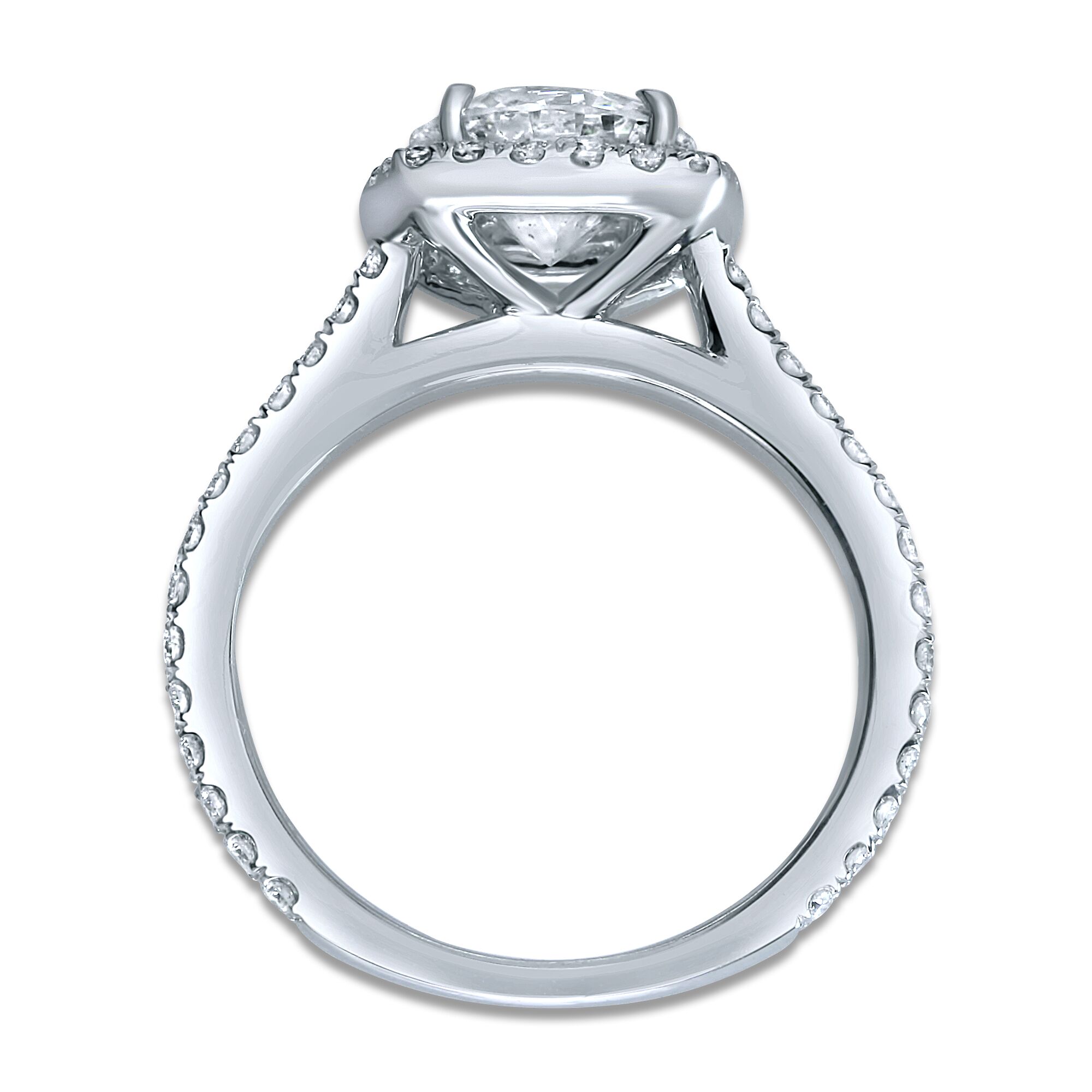 1 1/2cttw Cushion Halo on Straight Diamond Setting - Image 3