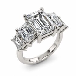 5 stone emerald cut diamond ring