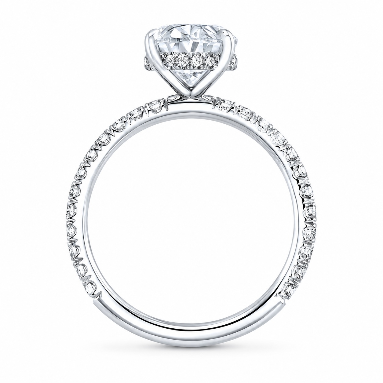 oval hidden halo with side diamonds