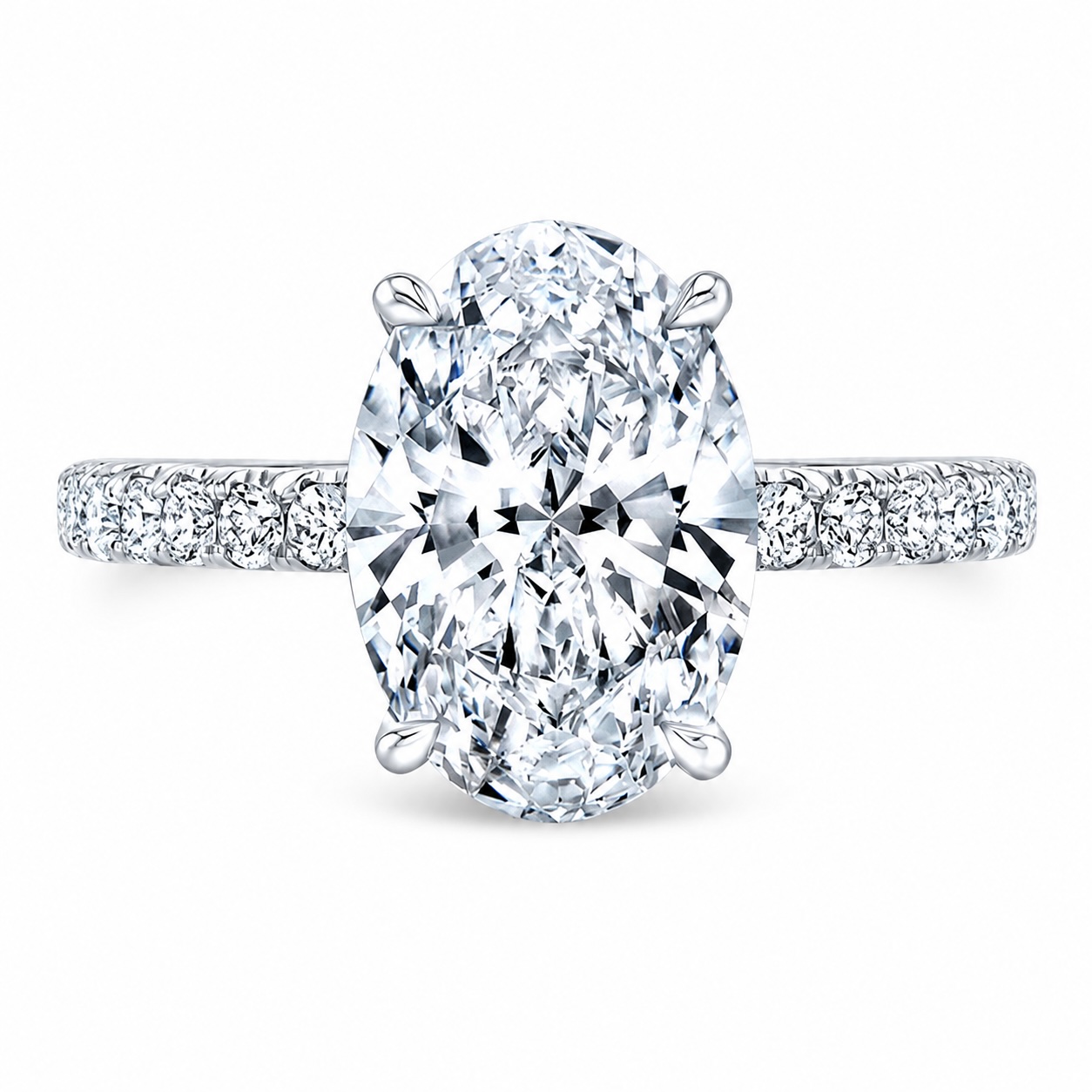 oval hidden halo with side diamonds