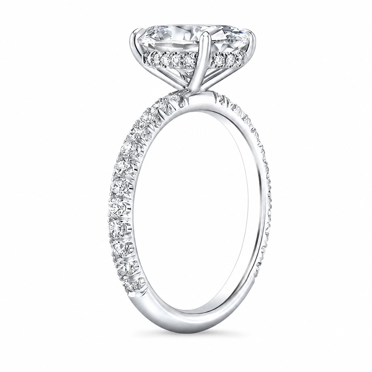 oval hidden halo with side diamonds