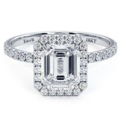 emerald cut halo engagement ring